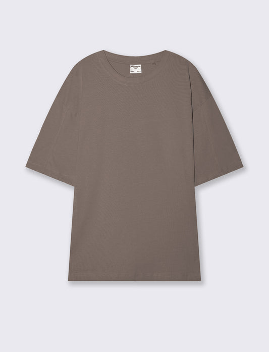 T-SHIRT DA SET IN JERSEY RELAXED FIT - Grigio fango
