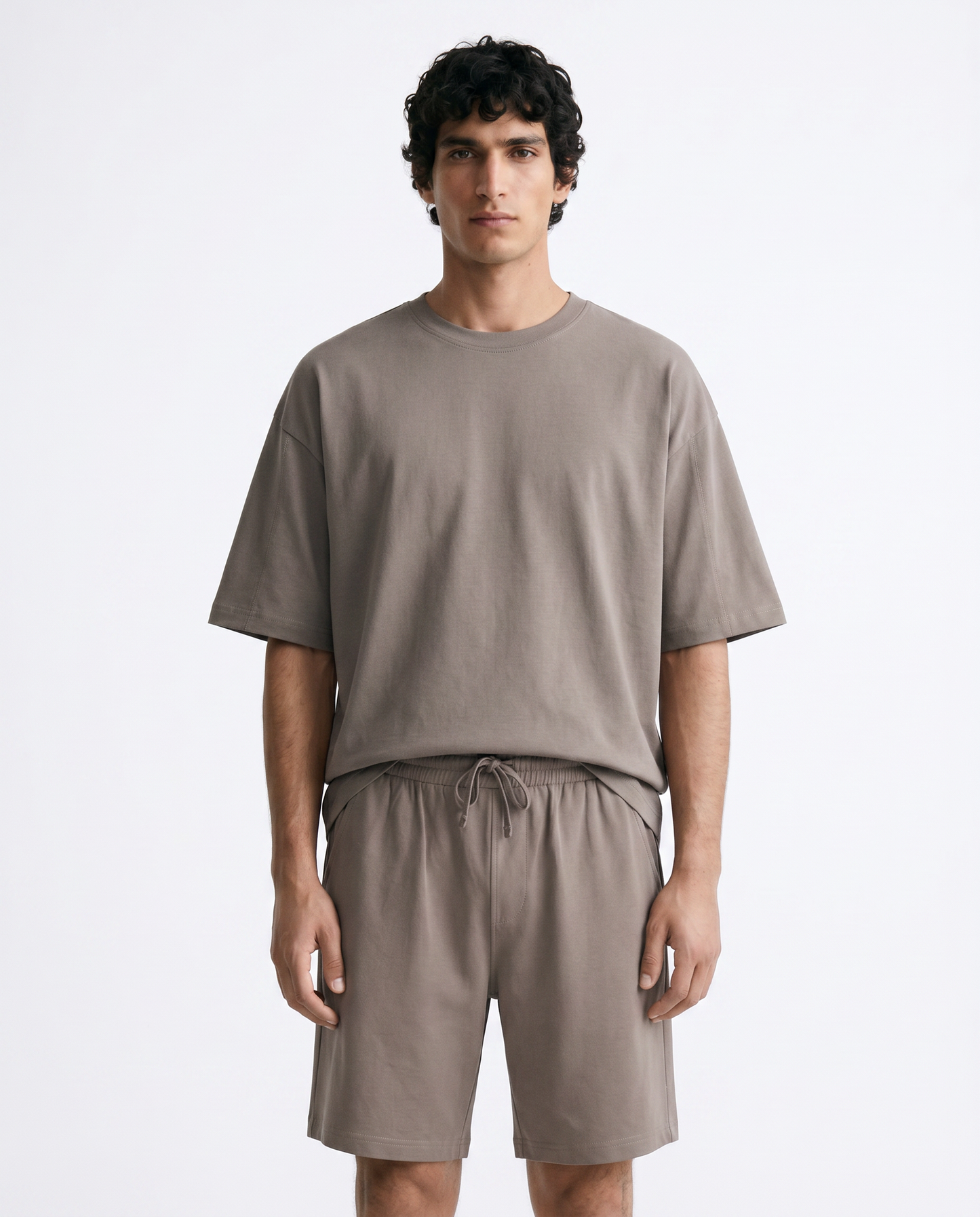 Bermuda Jogger Relaxed Fit in Cotone - Grigio fango