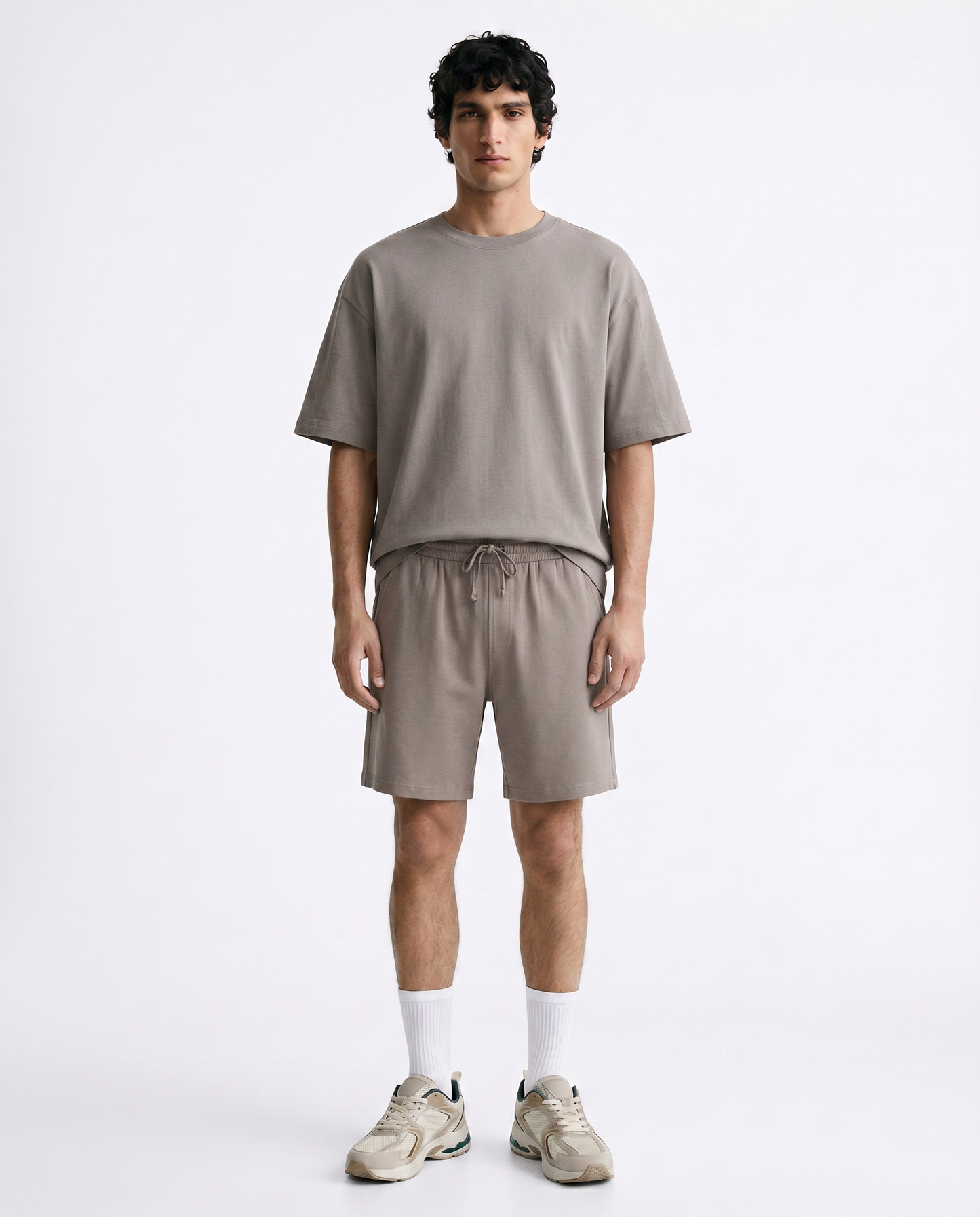 Bermuda Jogger Relaxed Fit in Cotone - Grigio fango