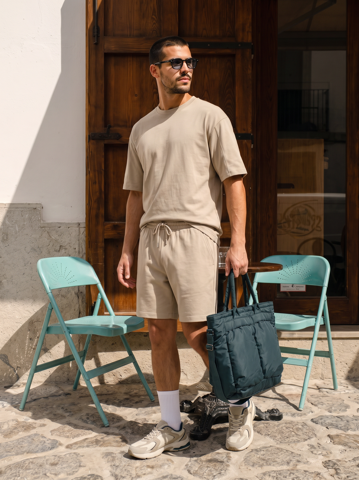 Bermuda Jogger Relaxed Fit in Cotone - Grigio stone