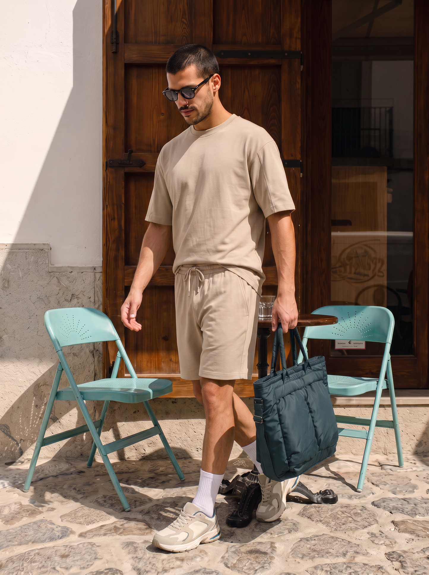 Bermuda Jogger Relaxed Fit in Cotone - Grigio stone