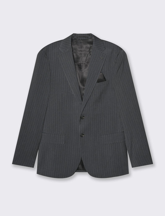 Blazer in tessuto fantasia gessata - Antracite melange