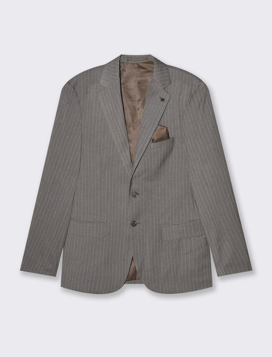 Glen Plaid Blazer with Classic Revers Collar - Grey