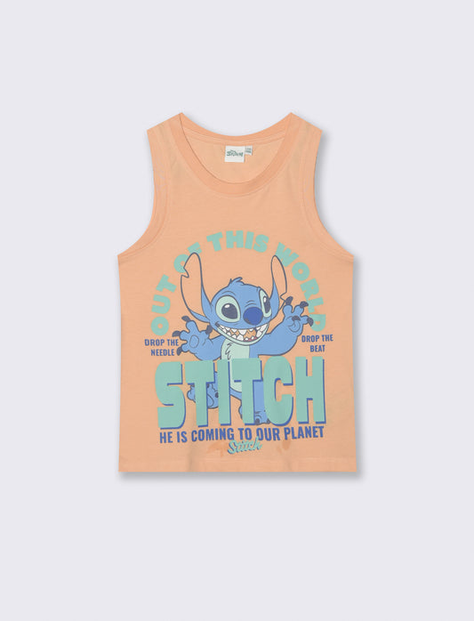 Canotta divertente con Super-Man e Stitch - Arancio