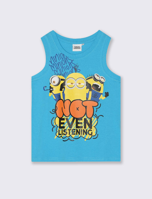 Canotta divertente con Dragon-ball e Minions - Azzurro