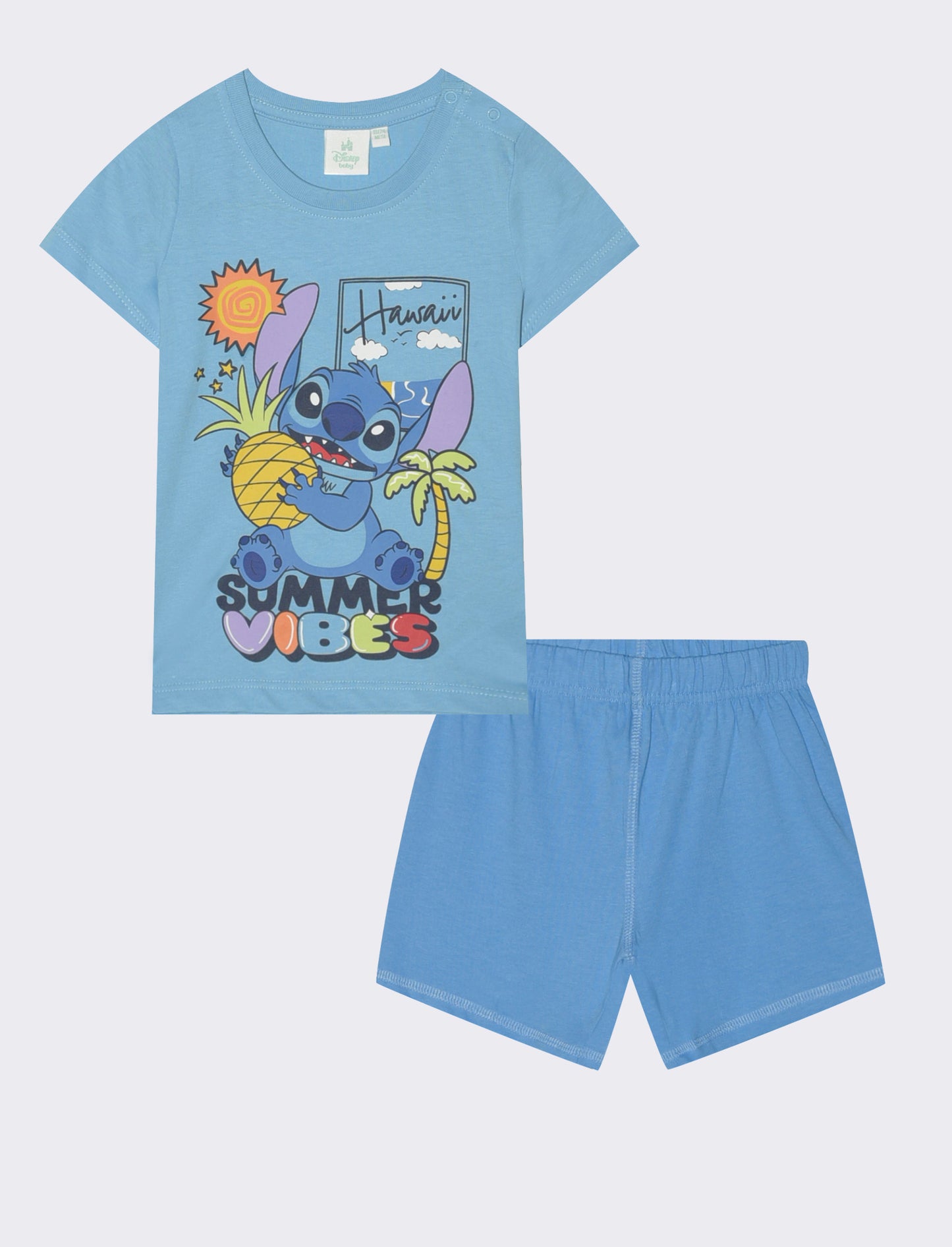 Completo Stitch maglietta e bermuda corto - Azzurro