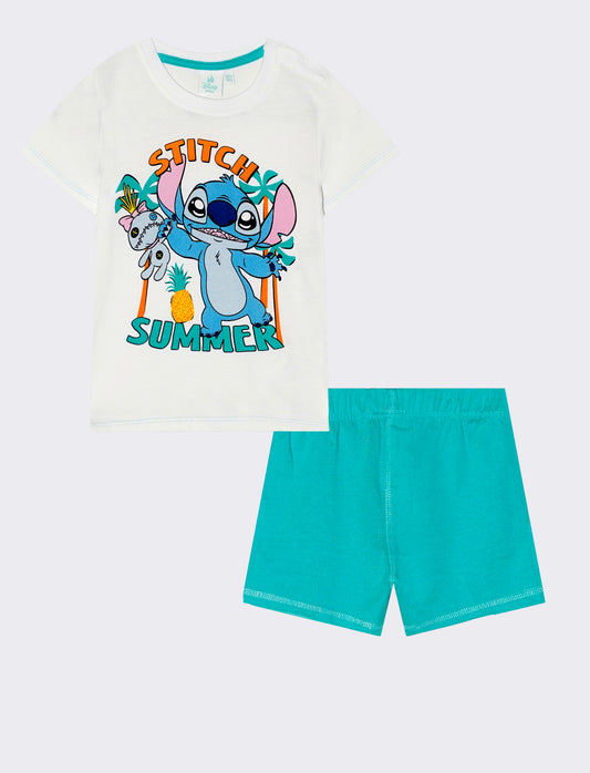 Completo Stitch maglietta e bermuda corto - Bianco