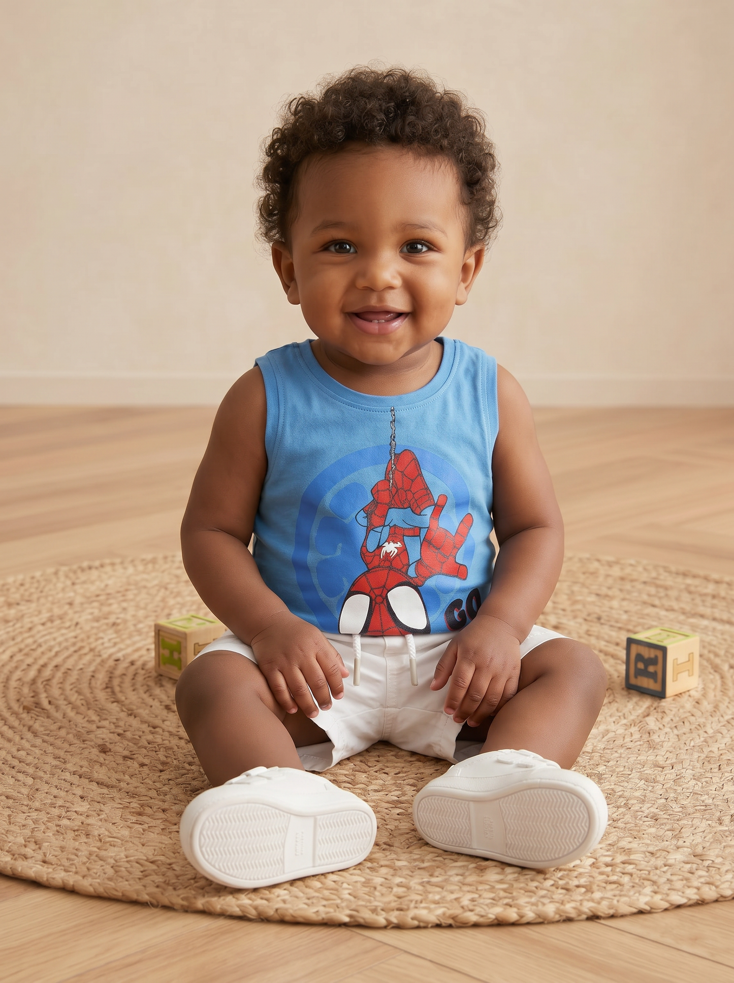 Spidey two-piece sleeveless suit - Sky blue