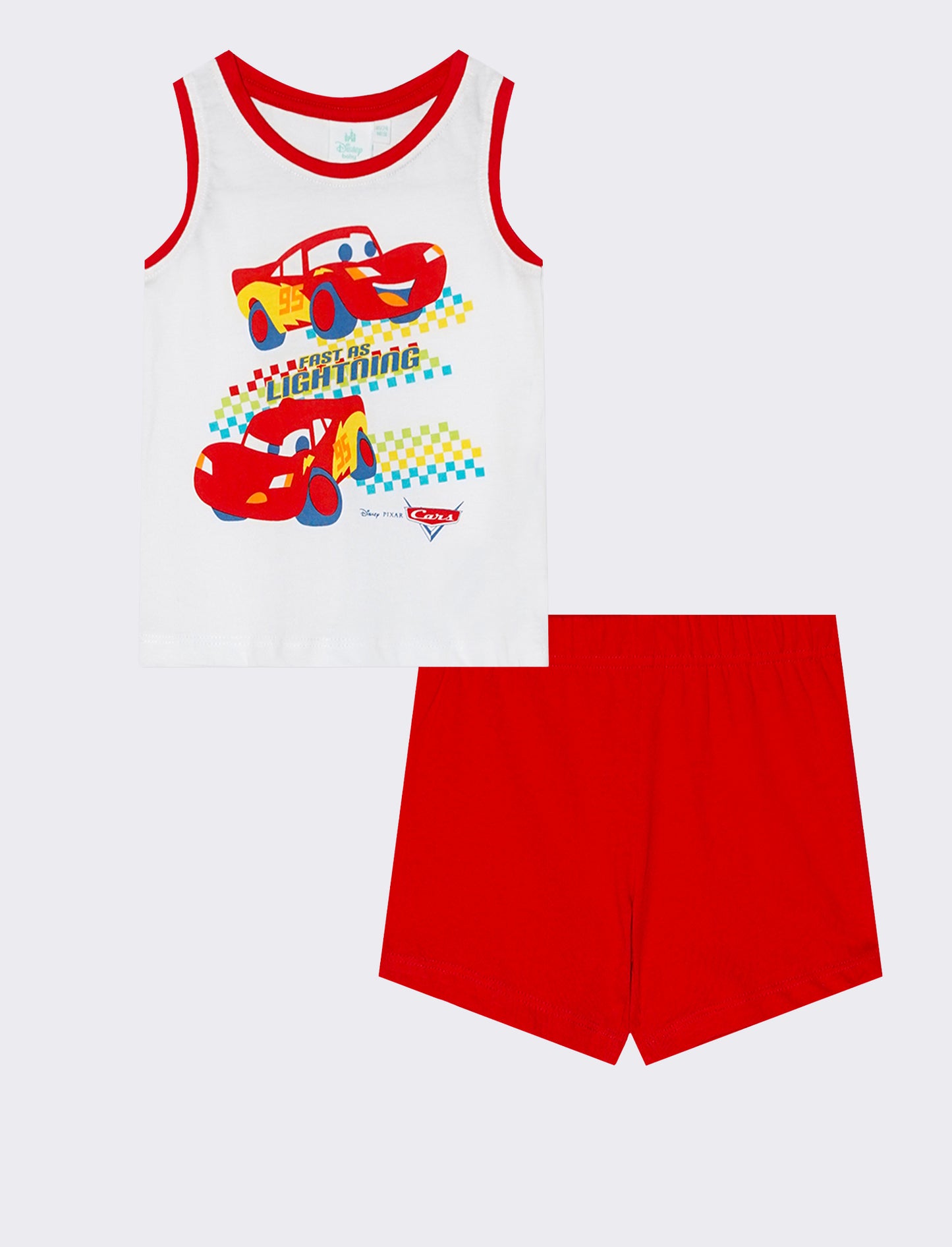 Complete long-sleeve Cars shirt with short shorts - White