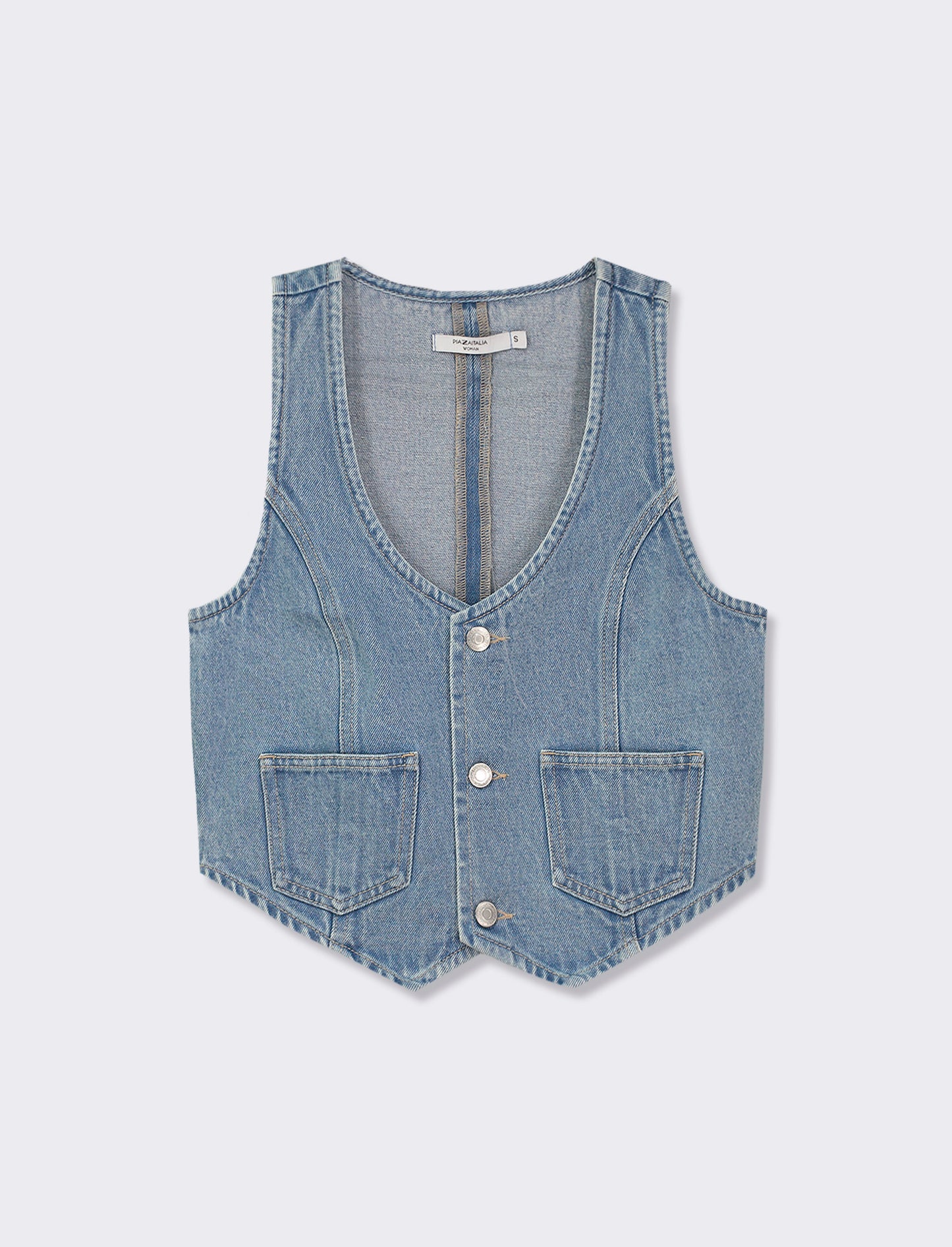 Gilet in denim slim fit, con chiusura bottoni davanti - Denim