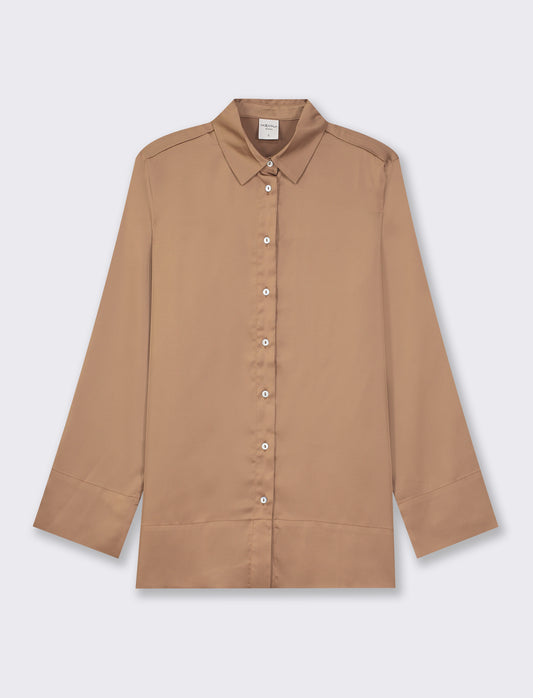 Camicia in satin - Beige biscotto