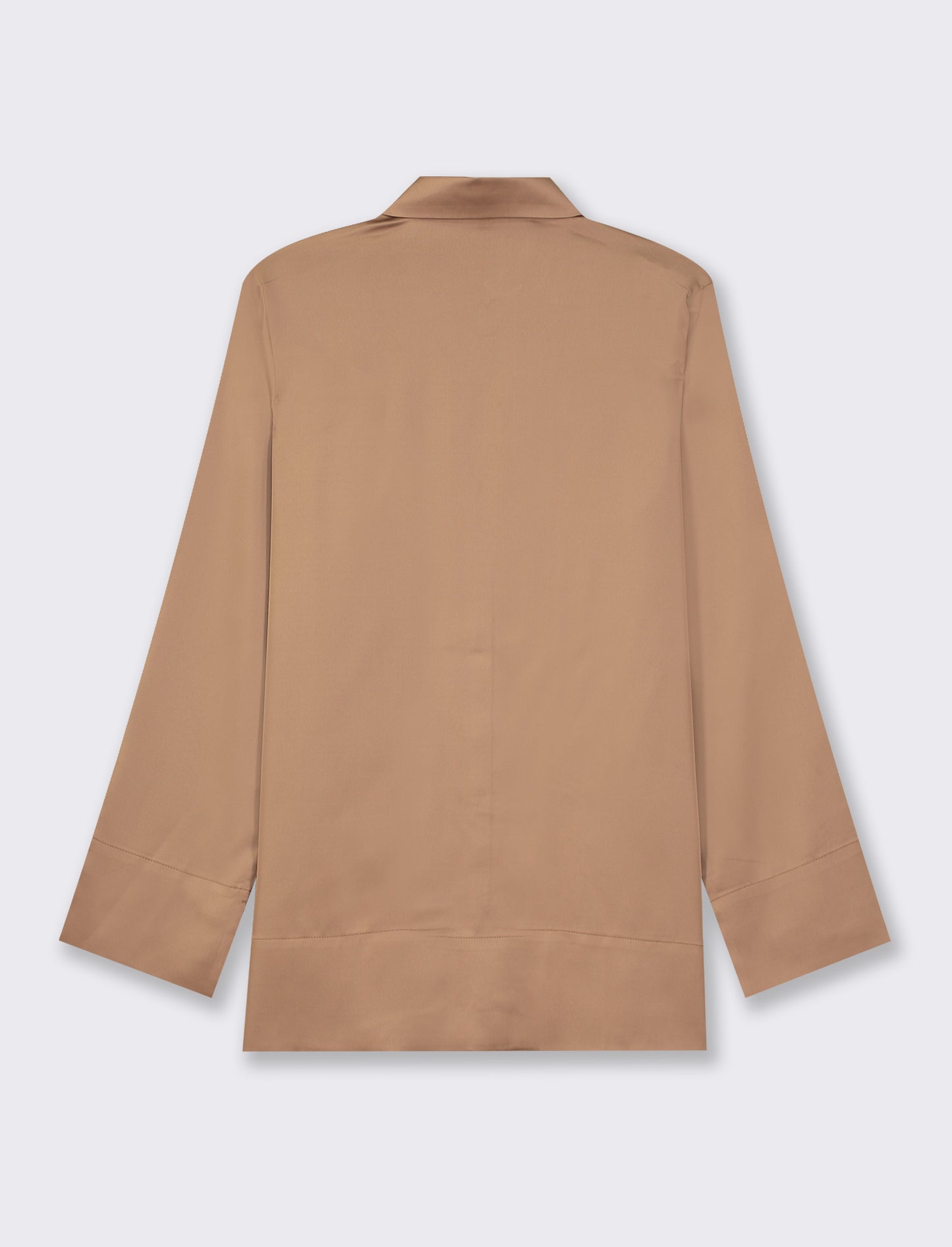 Satin Flowy Sleeve Shirt - Beige