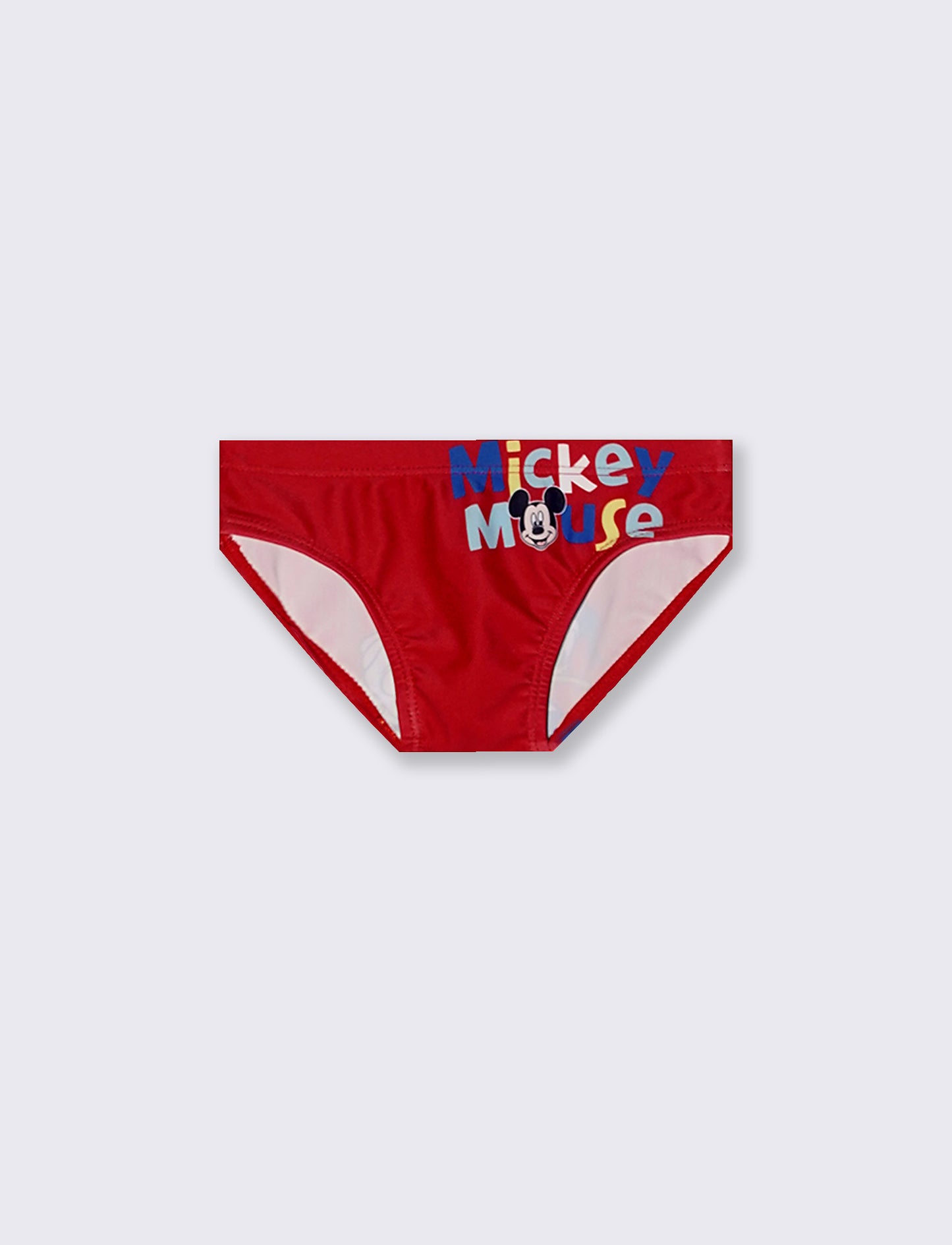 Solid Color Mickey Mouse Swimsuit with Print - Red