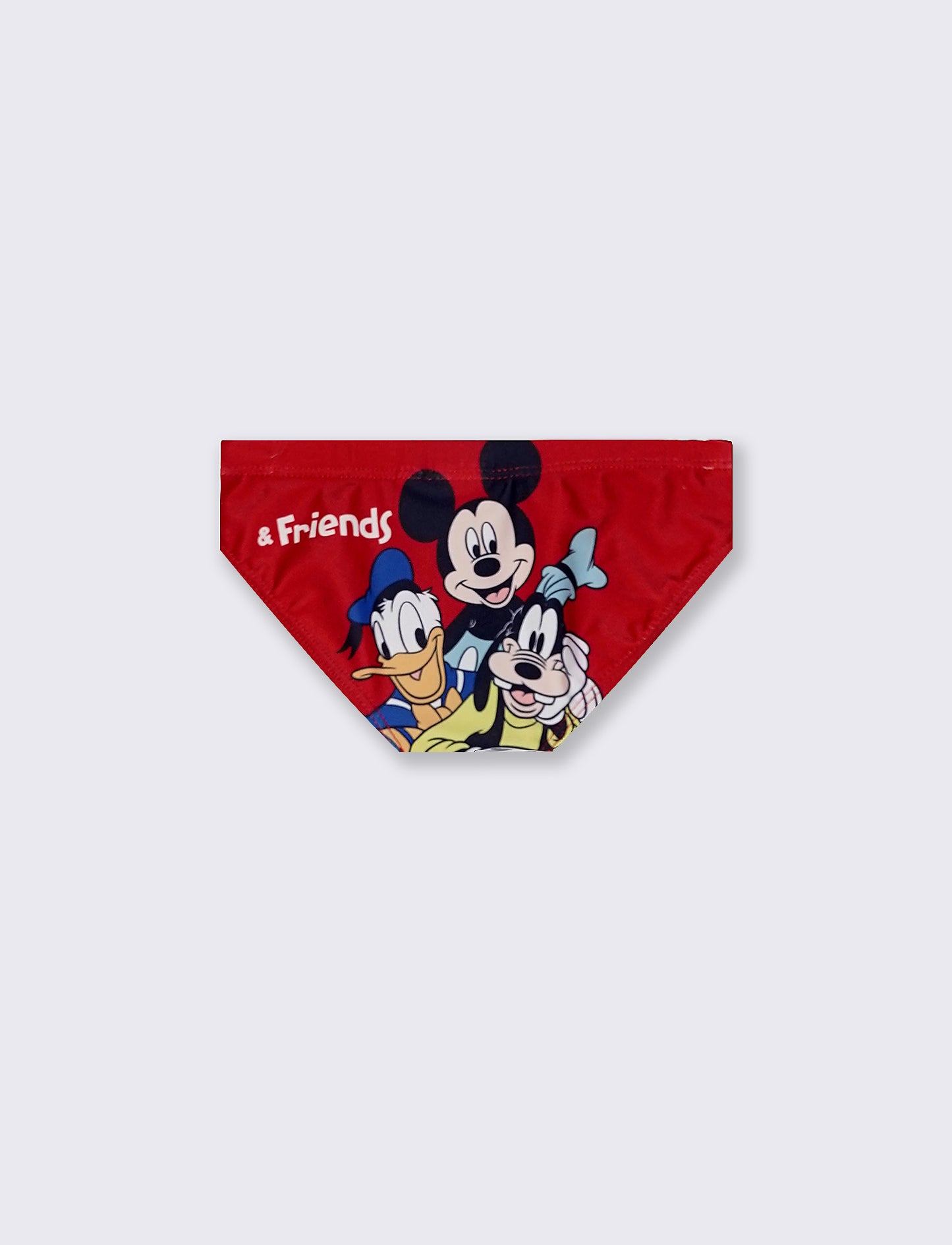Solid Color Mickey Mouse Swimsuit with Print - Red