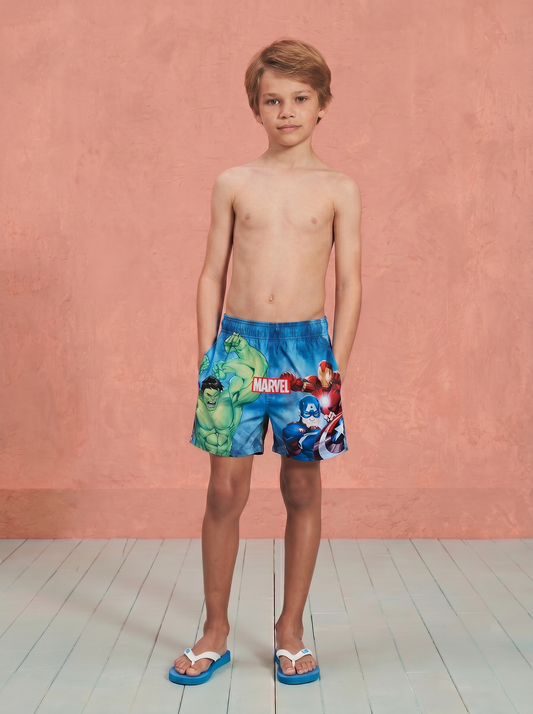 Costume boxer Avengers in tessuto elastico - Blu