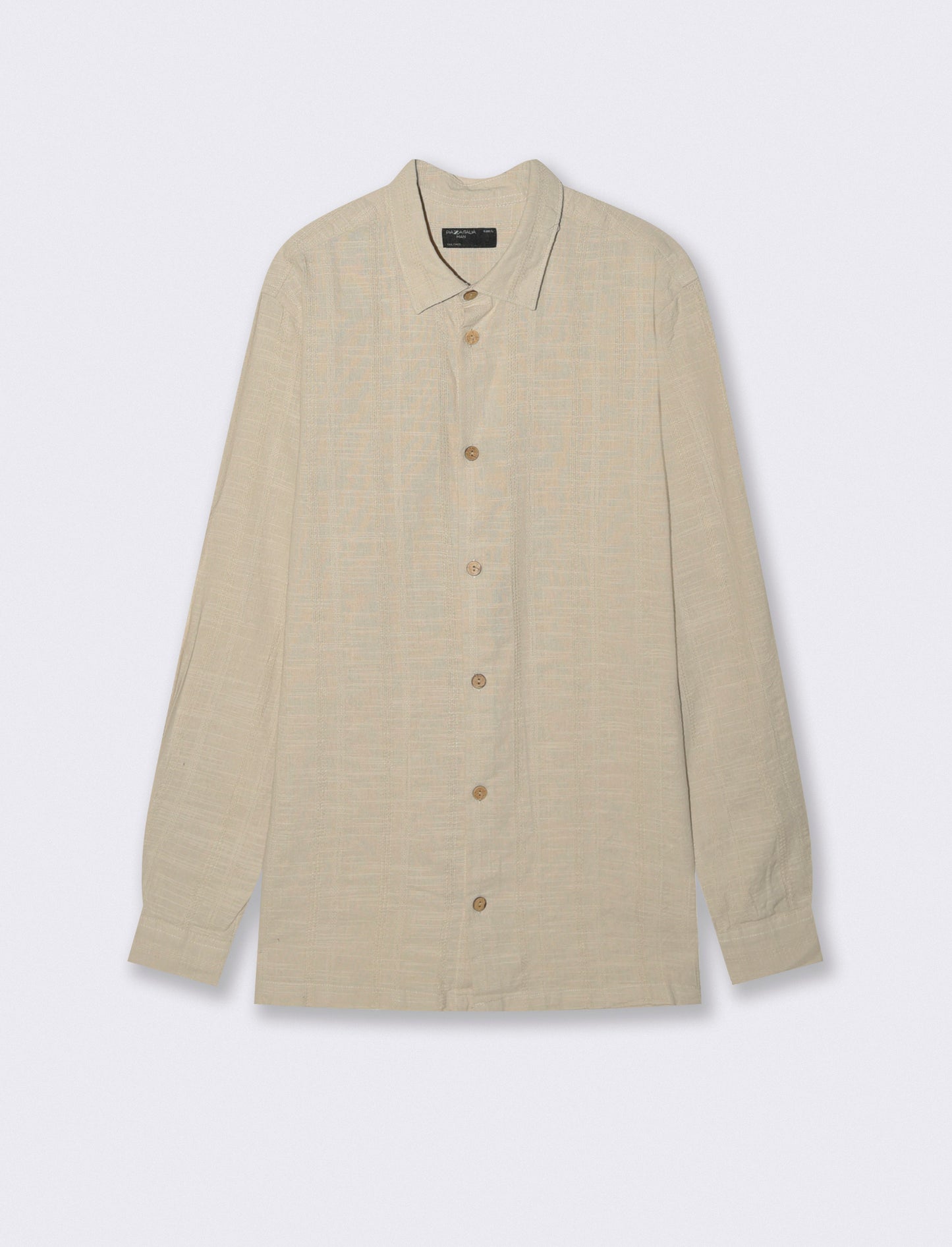 Camicia regular fit in tessuto jacquard - Beige