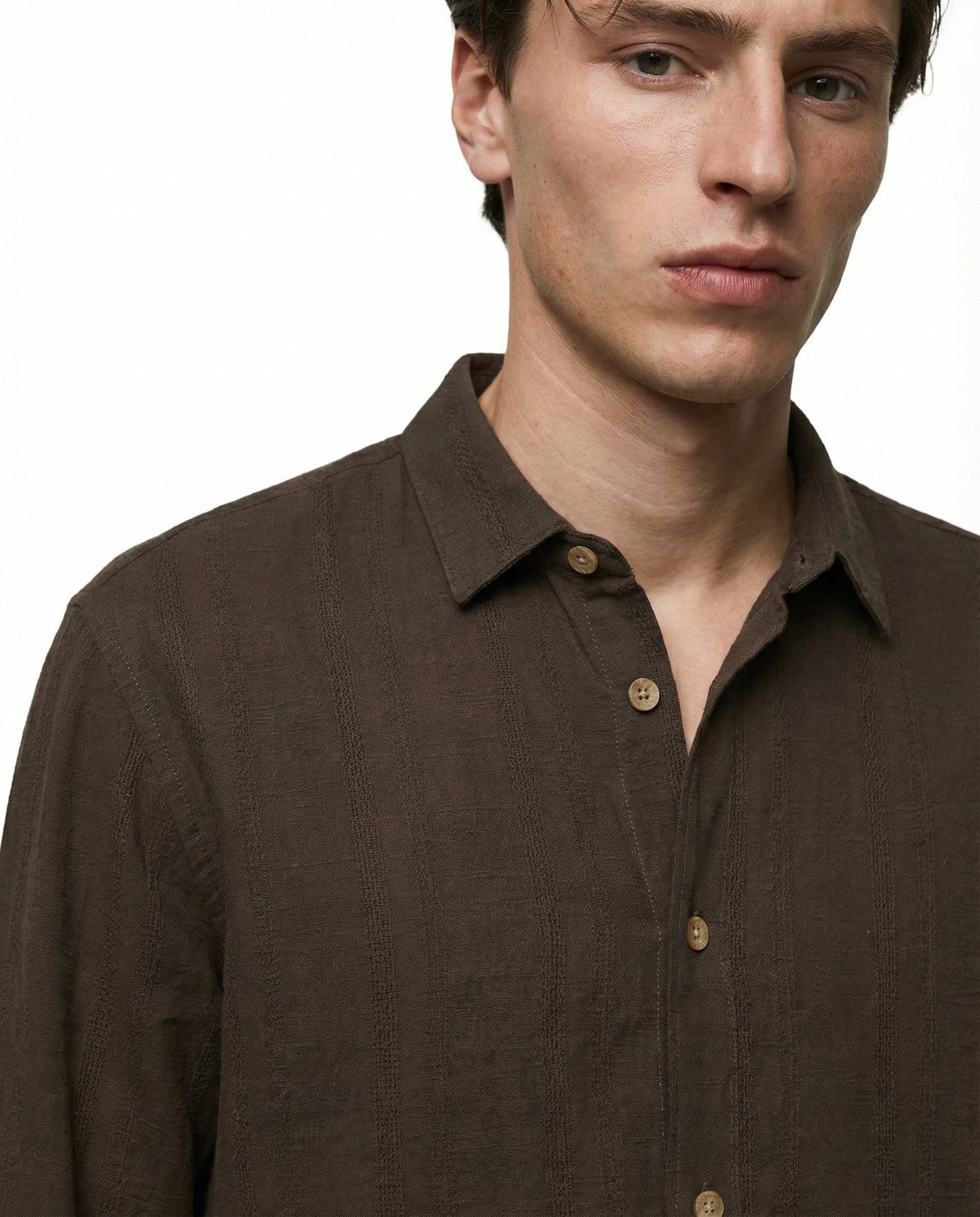 Regular fit shirt in jacquard fabric - Brown