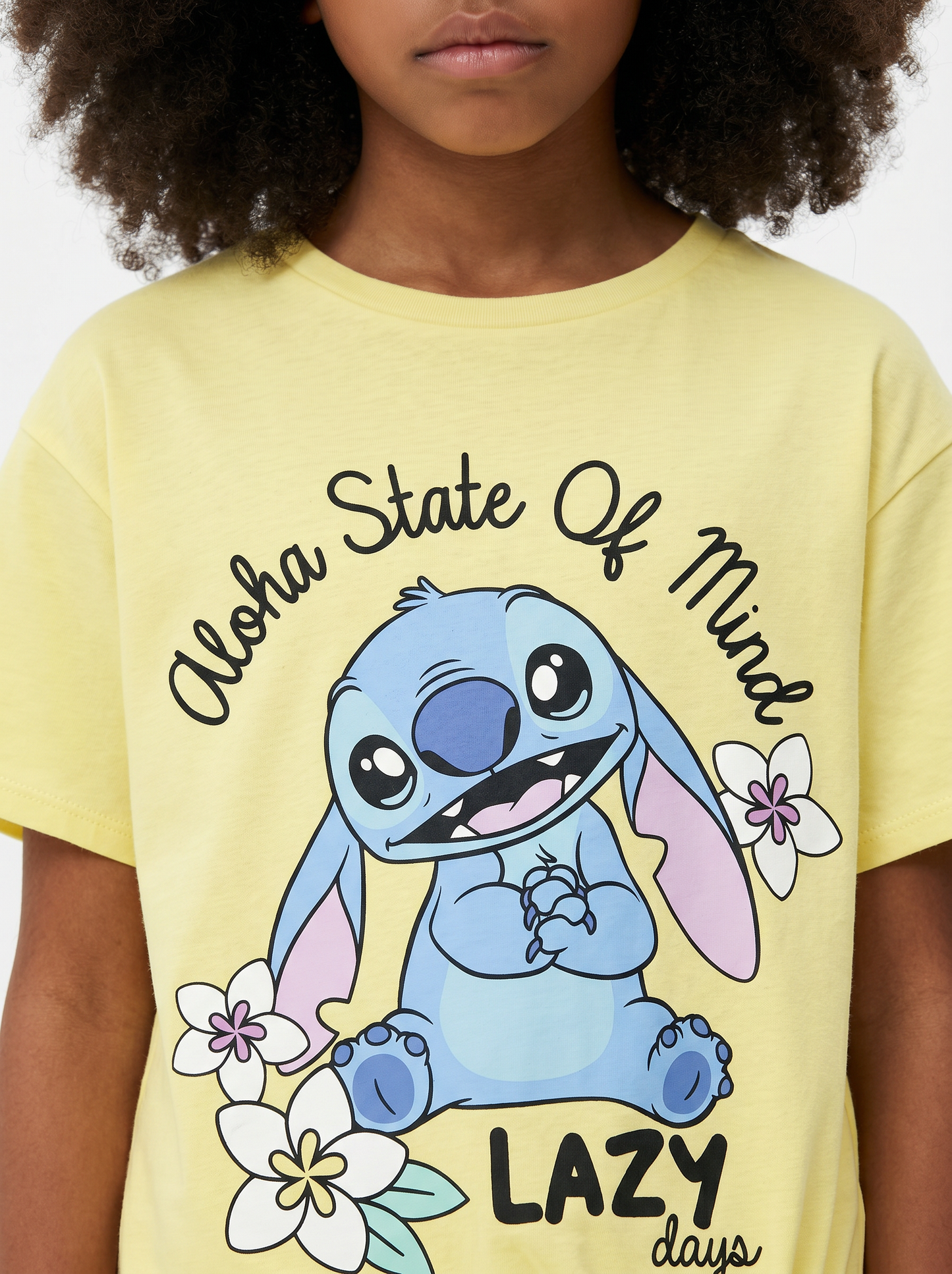 Disney Stitch Cotton Short Sleeve T-Shirt - Yellow