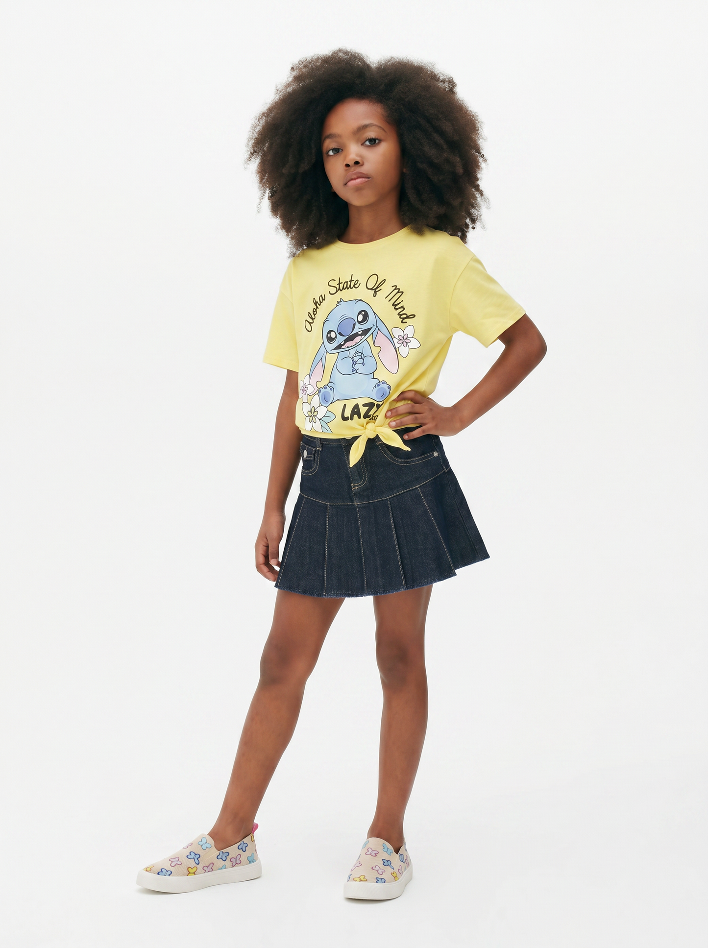 Disney Stitch Cotton Short Sleeve T-Shirt - Yellow