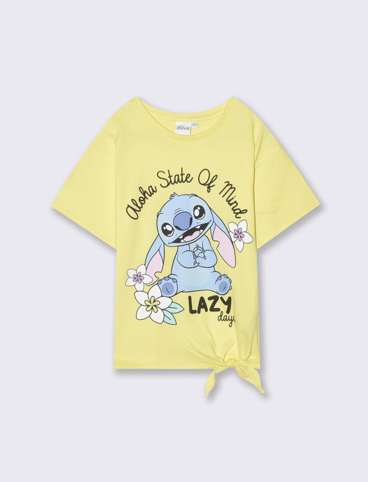 Disney Stitch Cotton Short Sleeve T-Shirt - Yellow