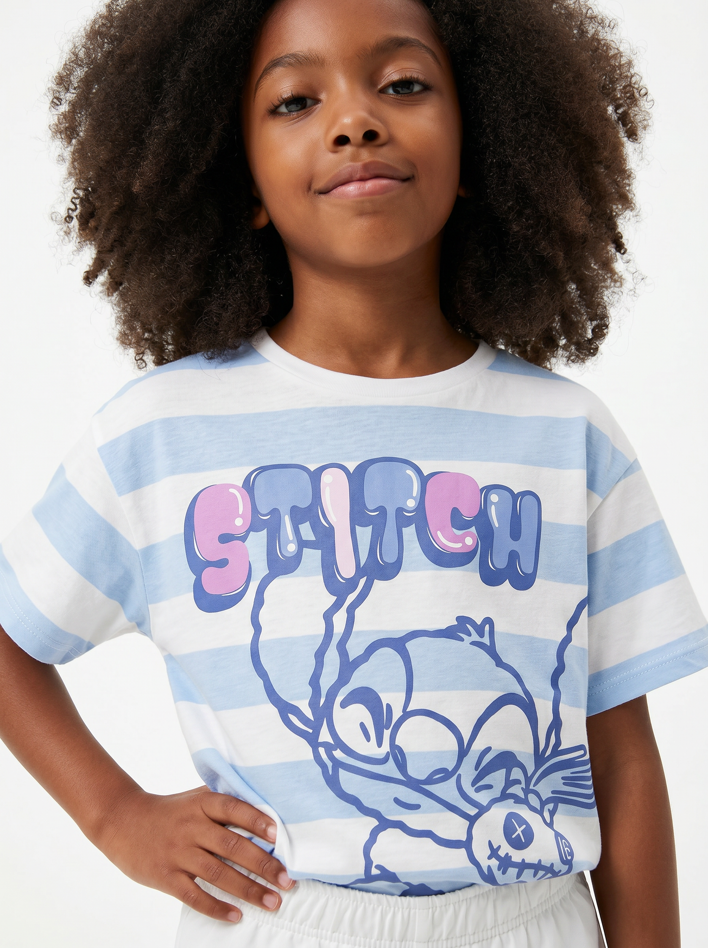 T-shirt Disney Stitch mezza manica in cotone - Righe