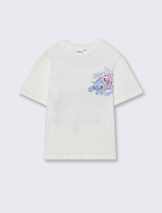 T-shirt Disney Stitch mezza manica comoda - Bianco