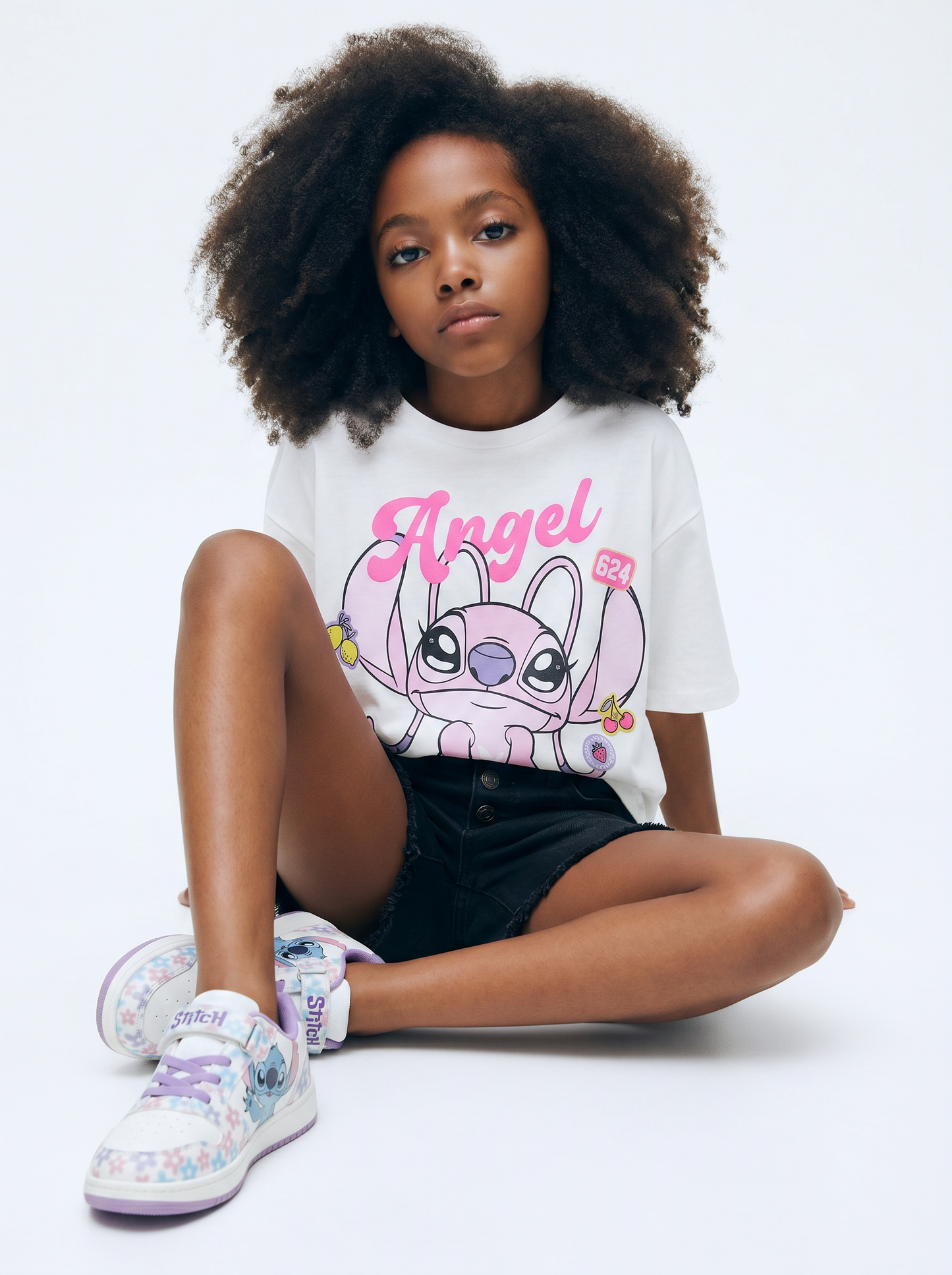 T-Shirt in cotone con stampe by Stitch - Bianco