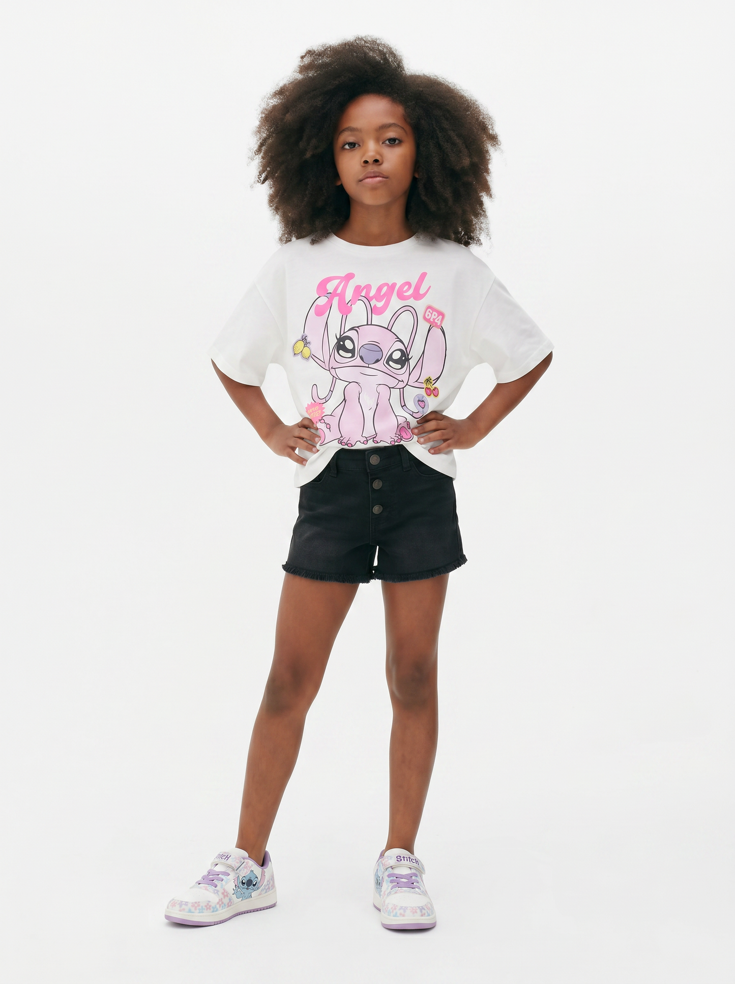 T-Shirt in cotone con stampe by Stitch - Bianco