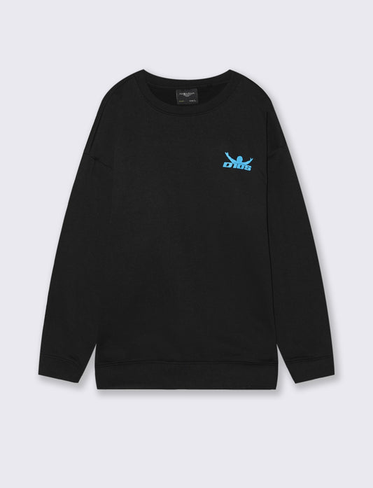 Felpa girocollo in misto cotone garzato relaxed fit. - Black