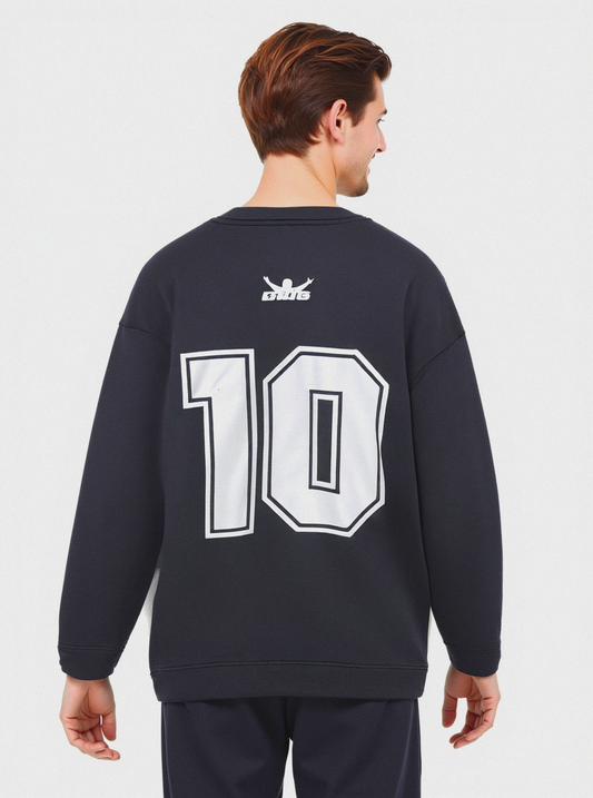 Felpa girocollo in misto cotone garzato relaxed fit. - Blue