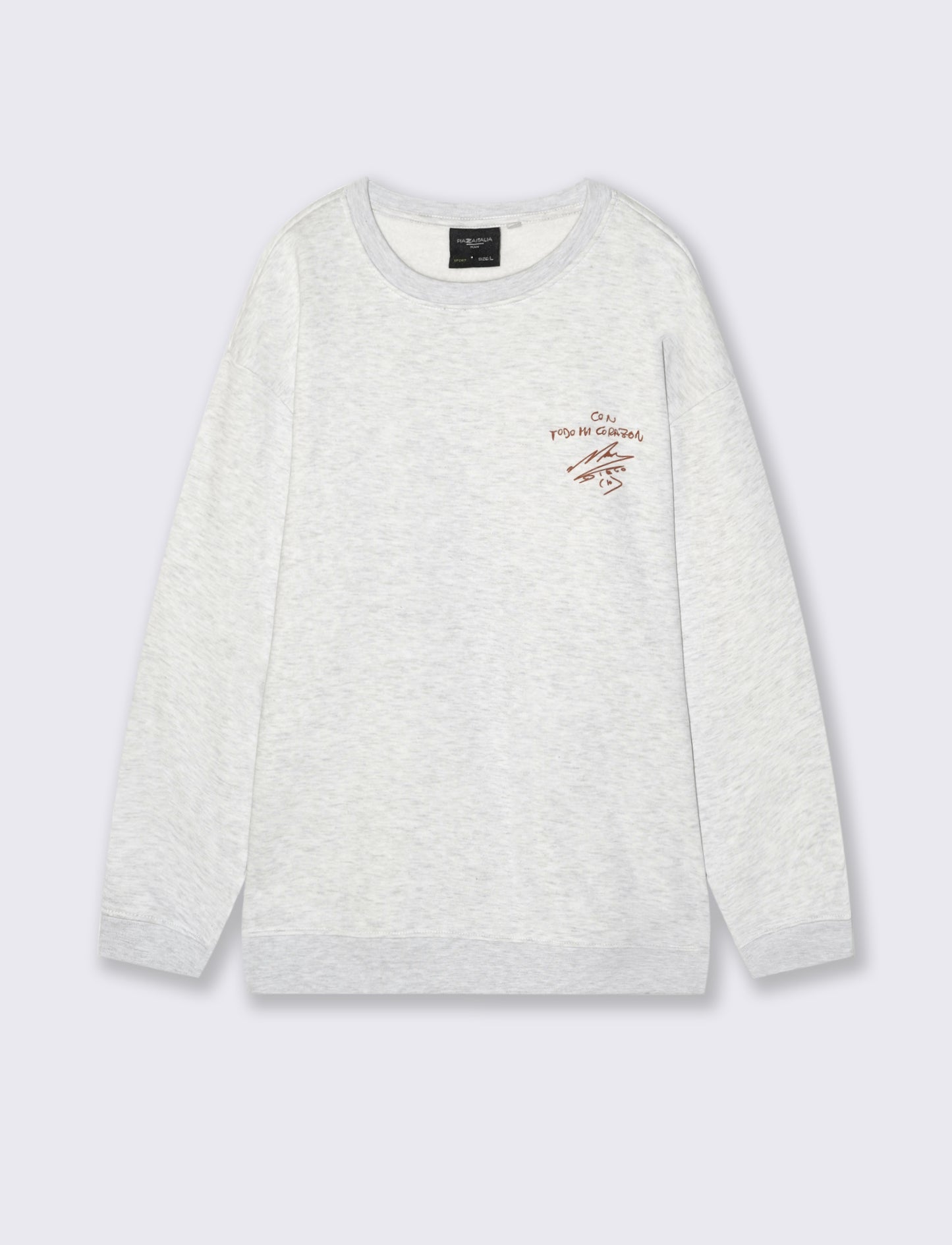 Felpa girocollo in misto cotone garzato relaxed fit. - 