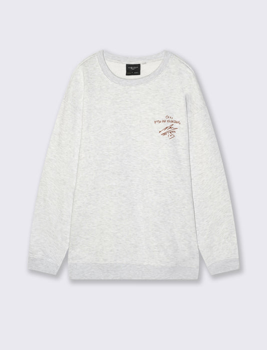 Felpa girocollo in misto cotone garzato relaxed fit. - 