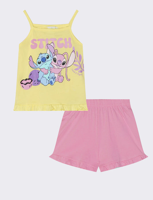 Completo Stitch Set con canotta e shorts - Giallo