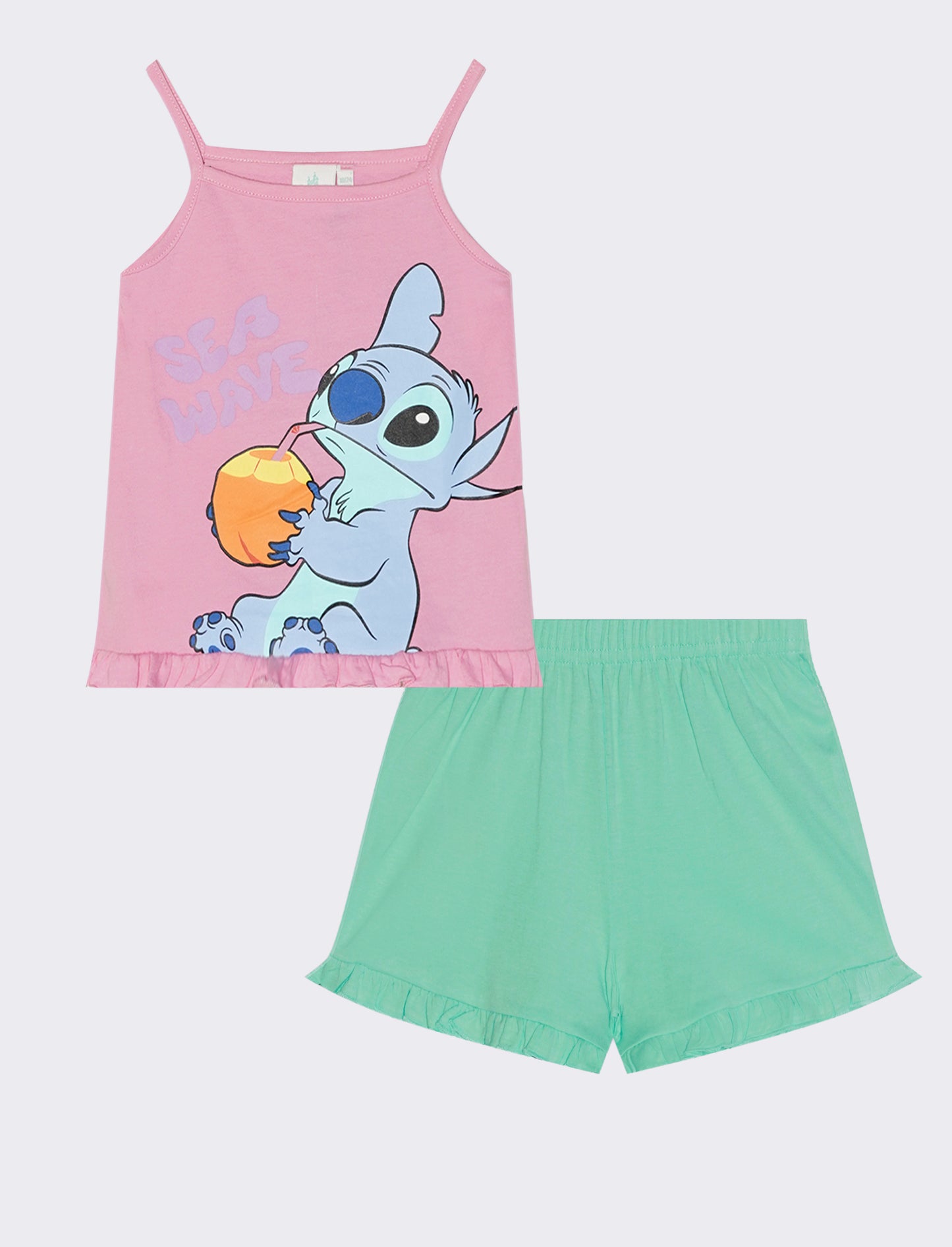 Completo Stitch Set con canotta e shorts - Rosa