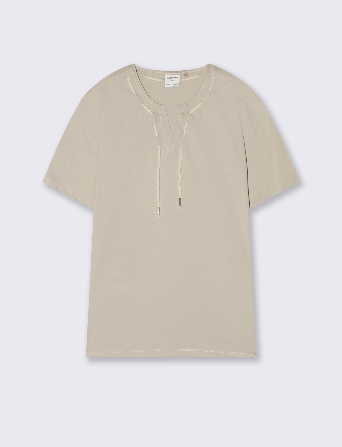 Nautical Drawstring Derby T-shirt - Beige