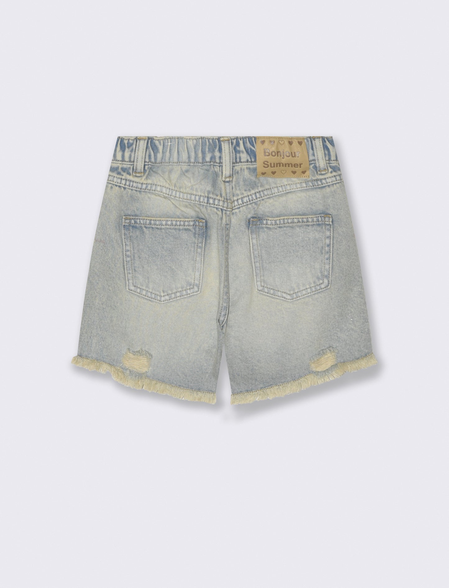 Short in denim con borchie e vita regolabile - Denim