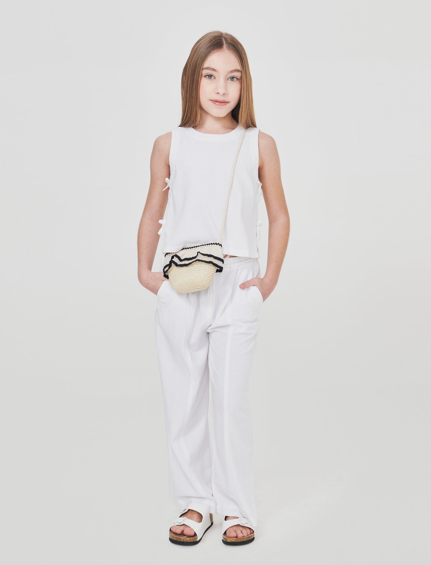 Pantaloni Palazzo Lino con Tasche e Elastico - Bianco