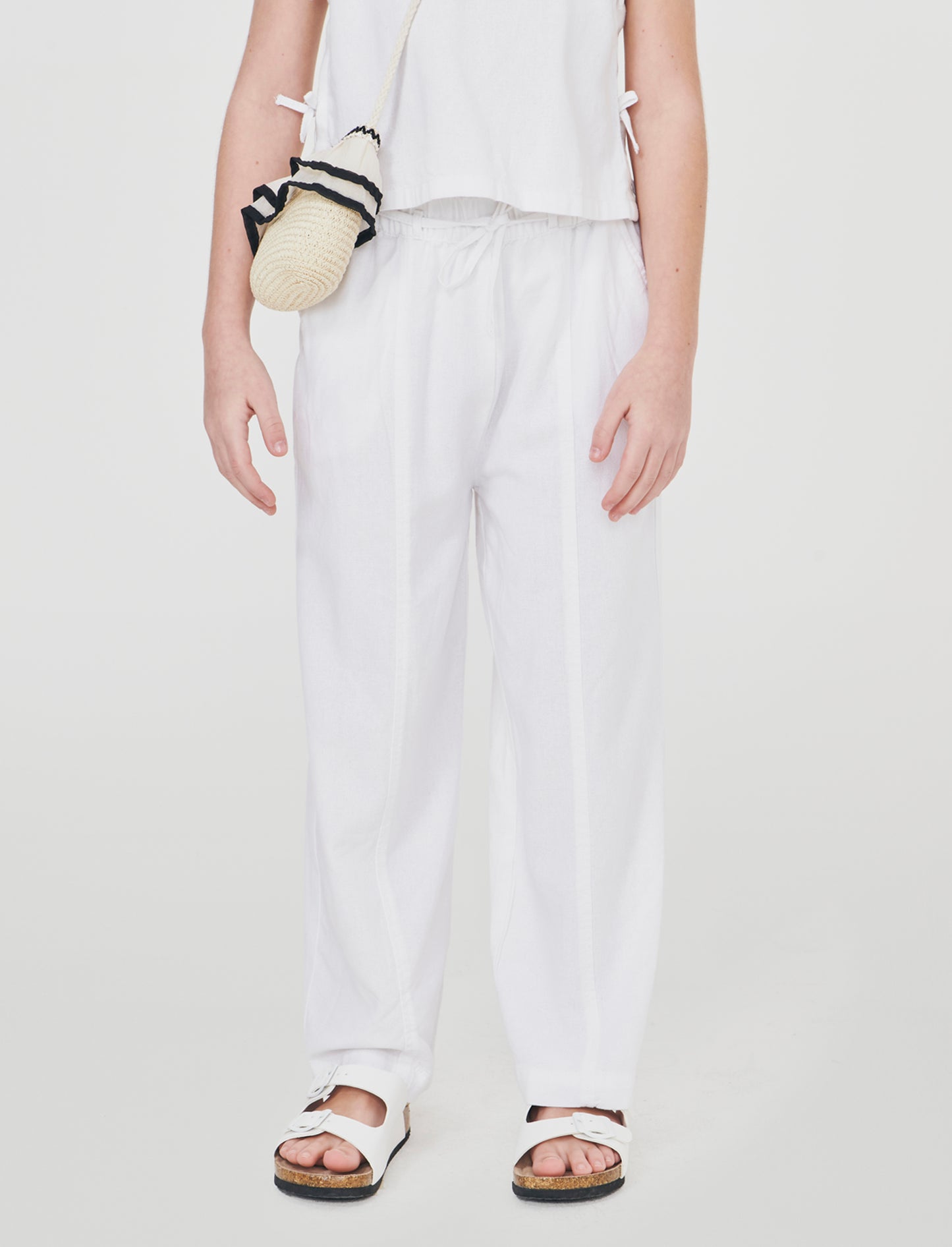 Pantaloni Palazzo Lino con Tasche e Elastico - Bianco