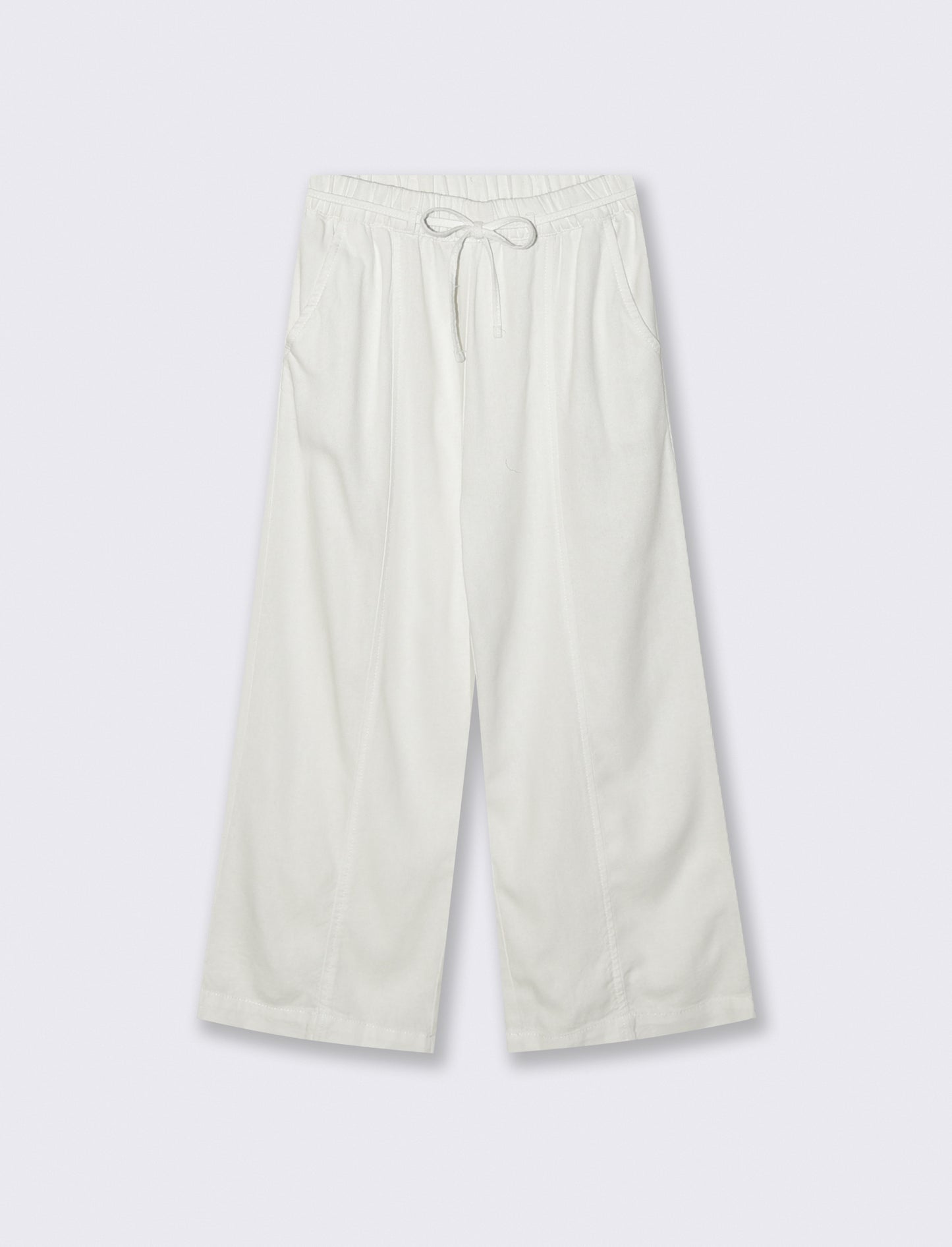 Pantaloni Palazzo Lino con Tasche e Elastico - Bianco