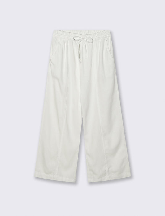 Pantaloni Palazzo Lino con Tasche e Elastico - Bianco