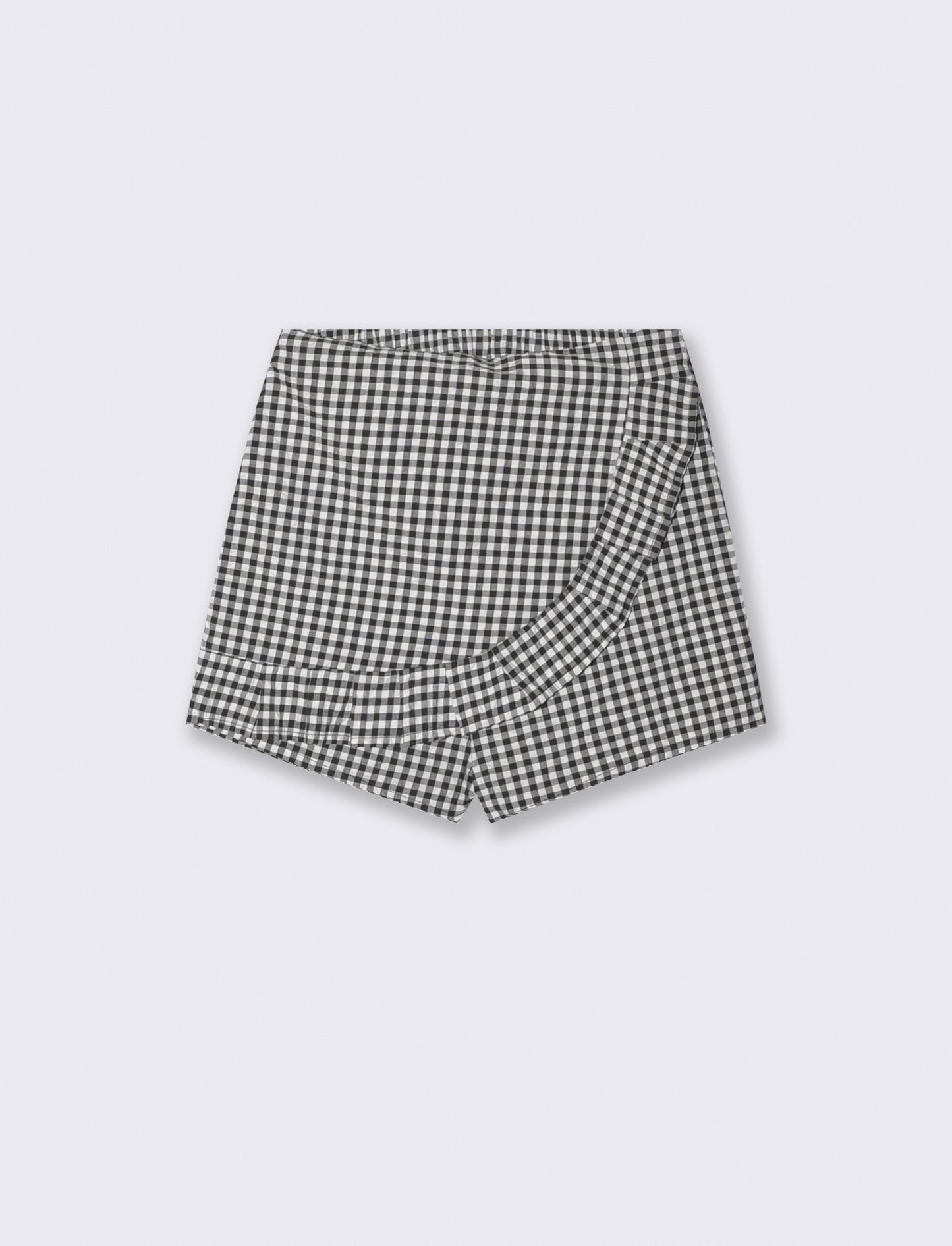Short in denim con borchie e vita regolabile - Quadri