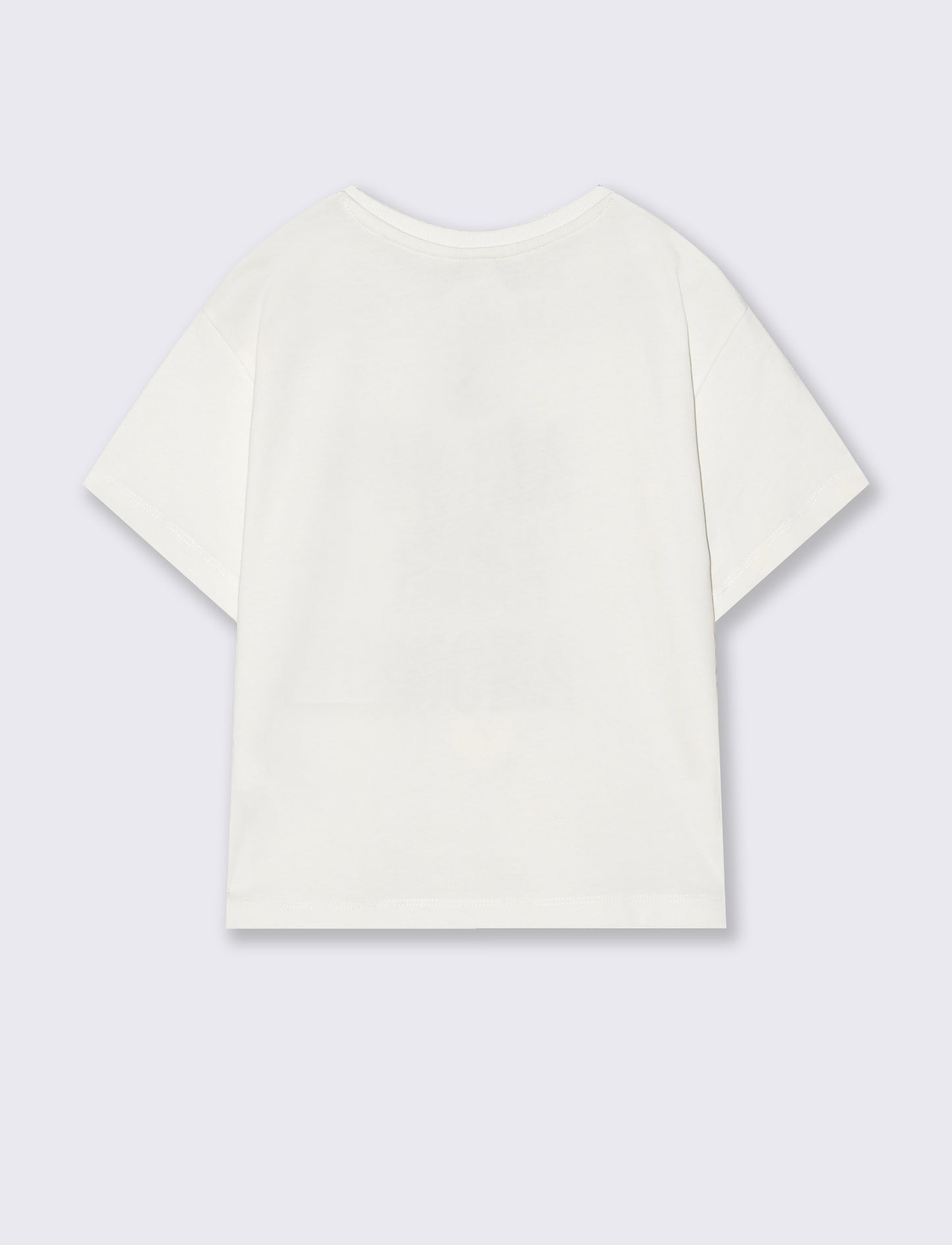 T-shirt over in cotone con fiori crochet - Bianco