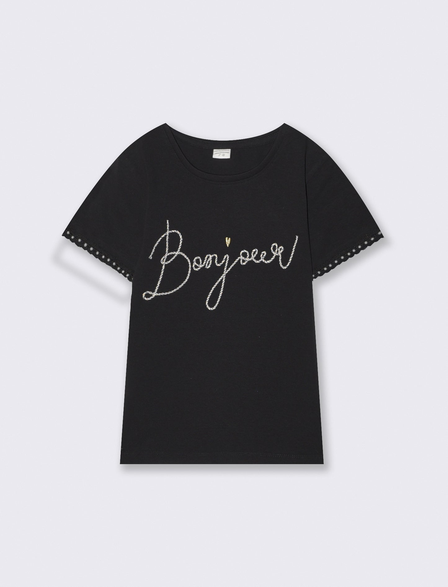 T-shirt mezza manica con decorazioni - Nero