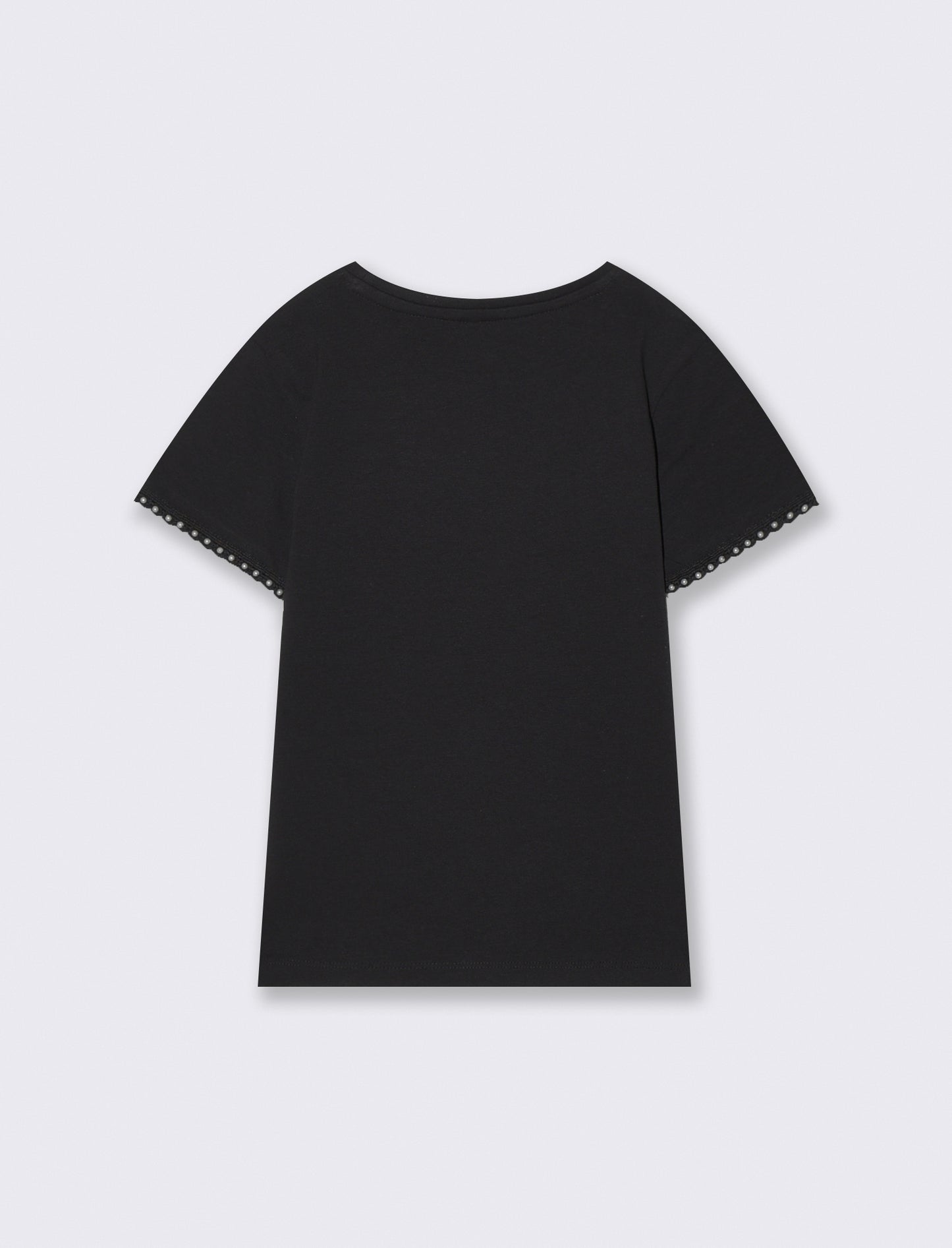 T-shirt mezza manica con decorazioni - Nero