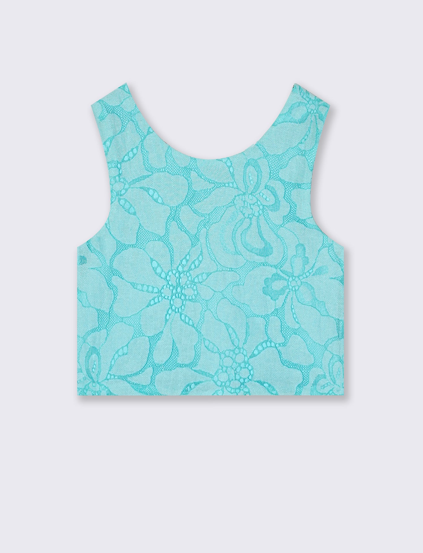 Cropped Macramé Tank Top in Colorful Design - Green