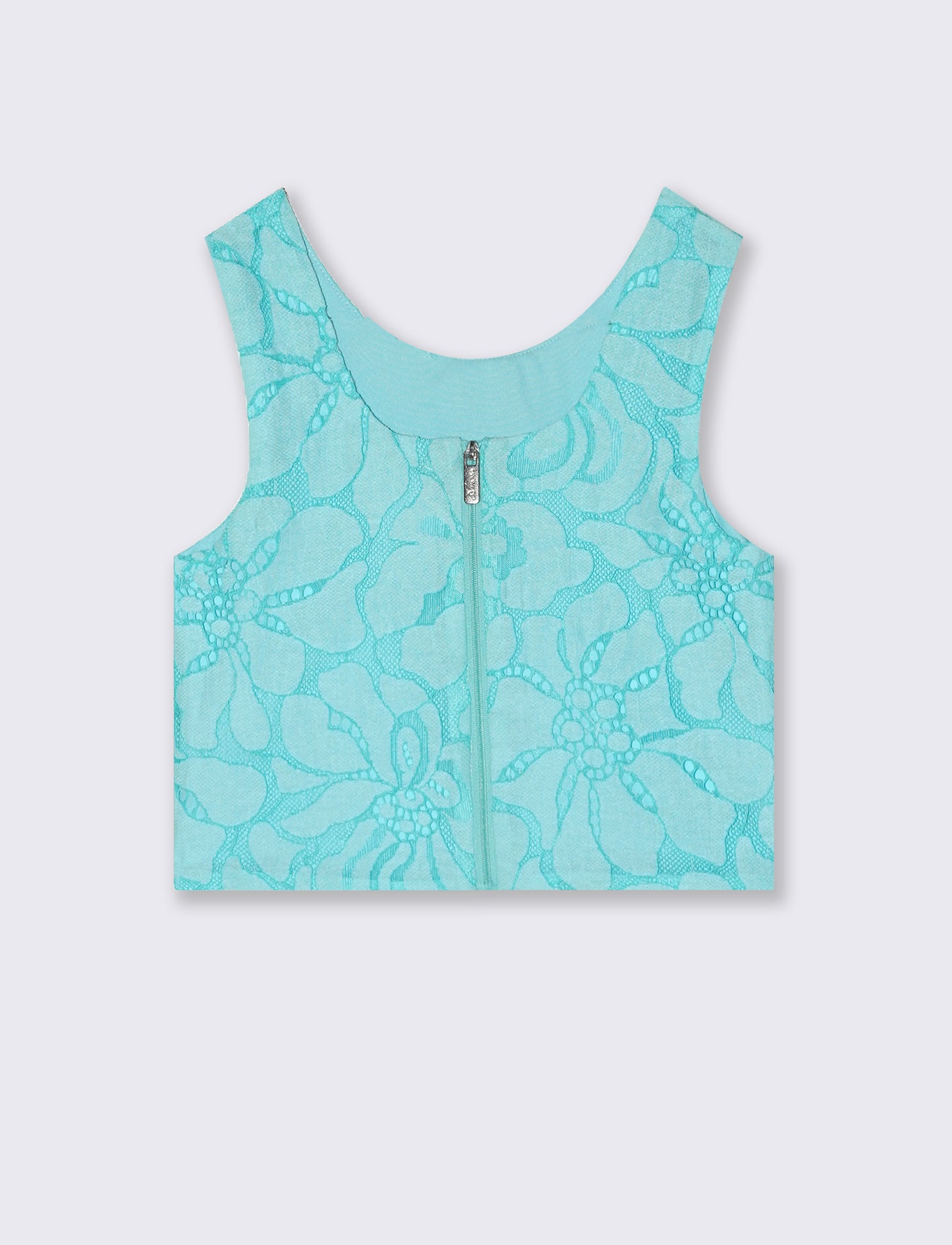 Cropped Macramé Tank Top in Colorful Design - Green