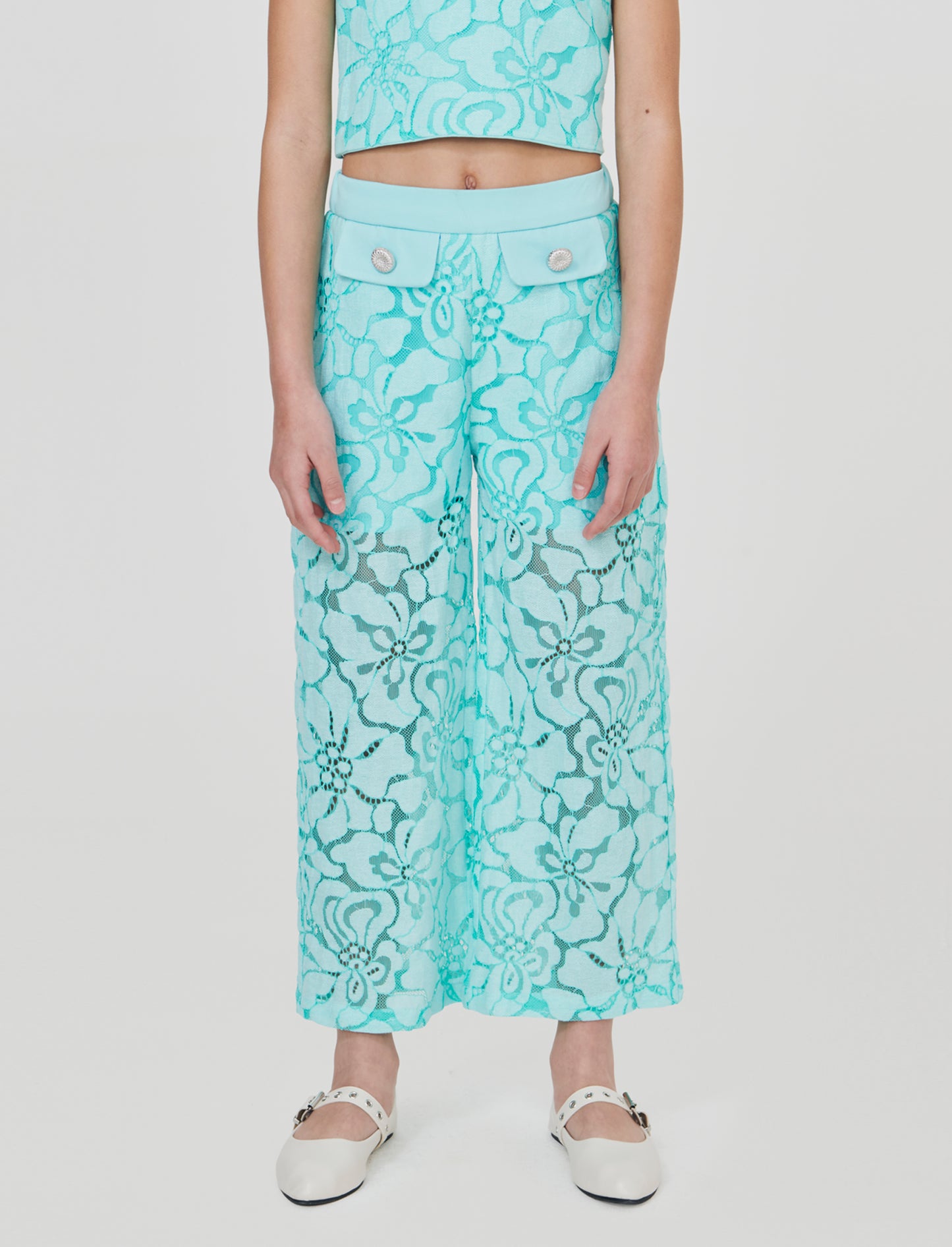 Pantaloni Palazzo in Macramè Colorati - Verde acqua