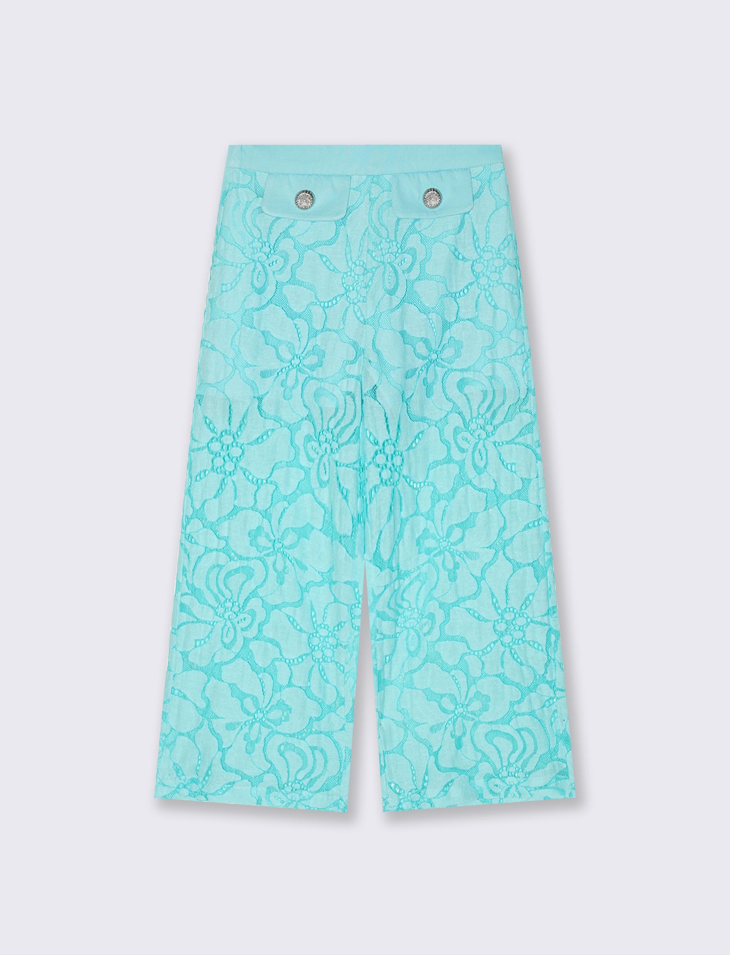 Pantaloni Palazzo in Macramè Colorati - Verde acqua