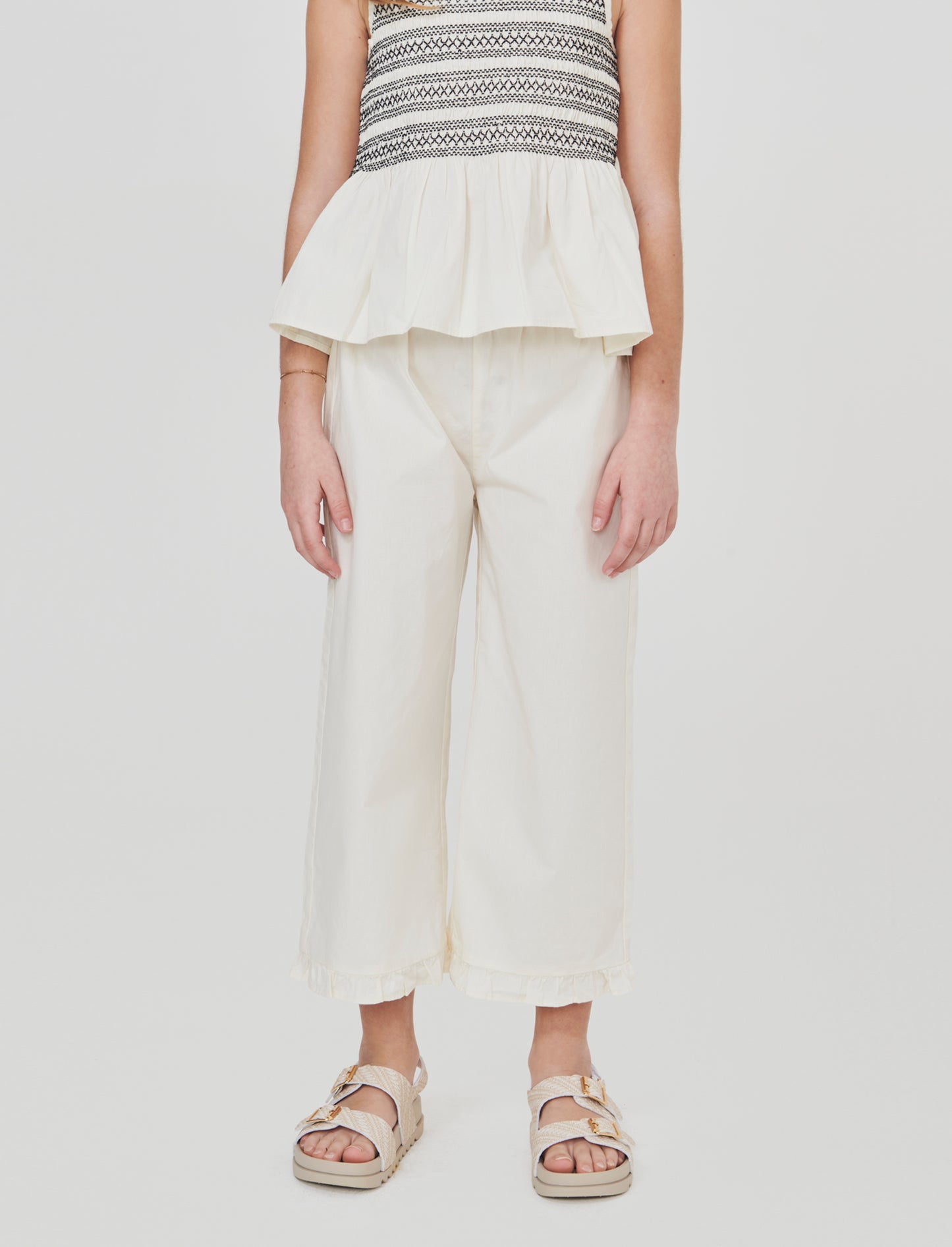Summer Cotton Palazzo Pants - Beige