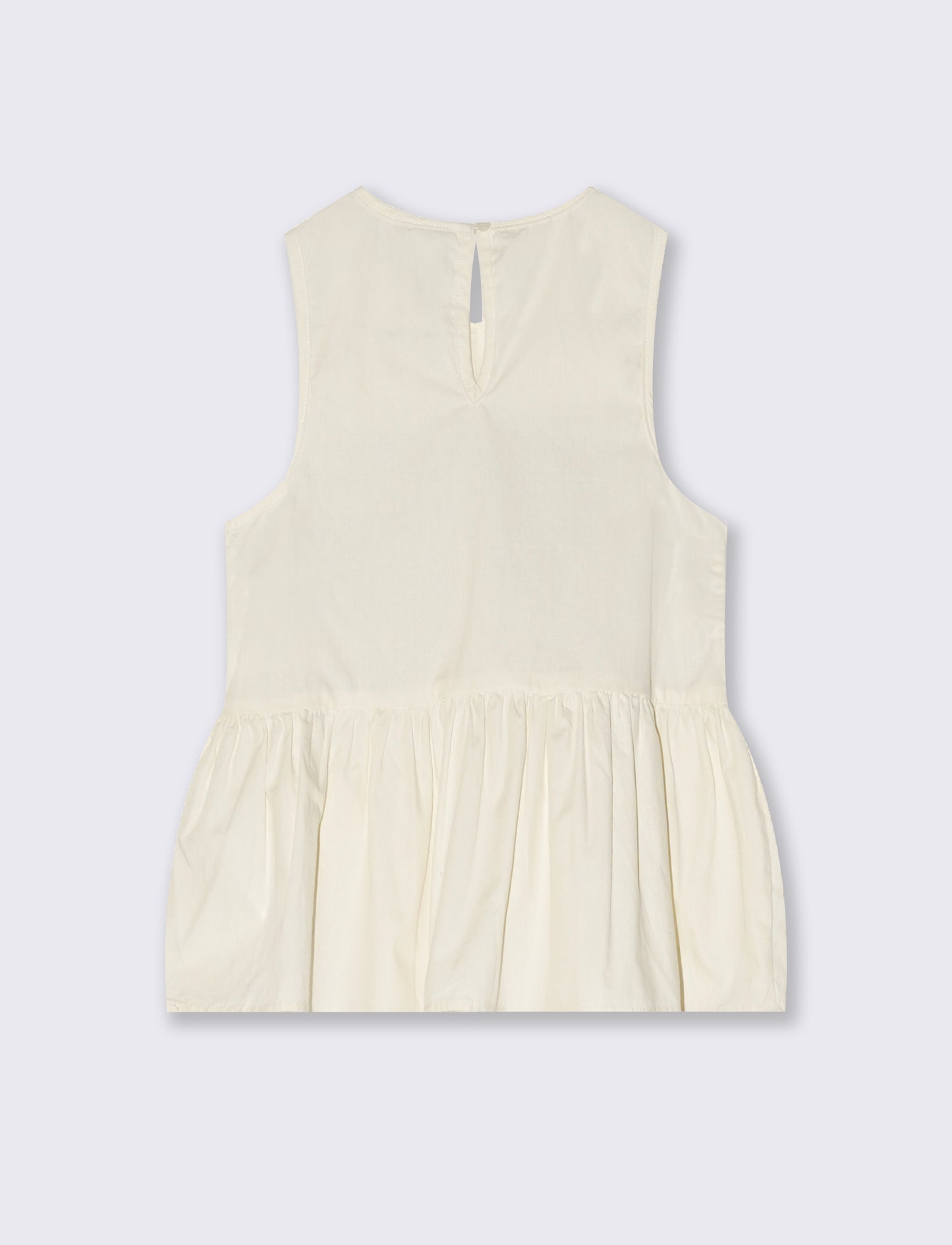 Camicia in cotone con rouches e smock - Beige